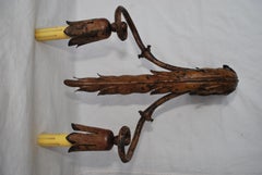 Rare and Large 1930's Wrought Iron Sconces
