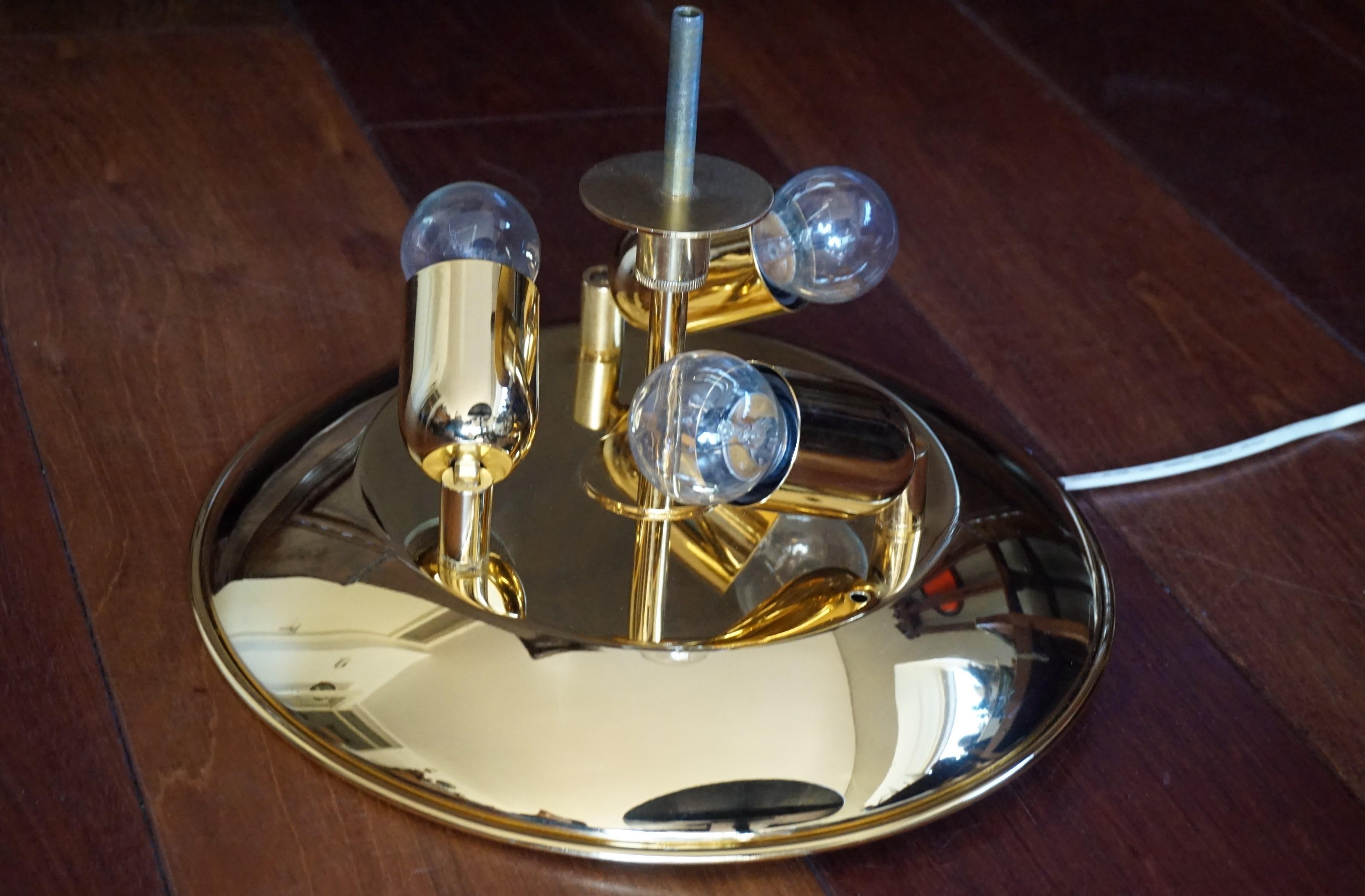 Rare and Large 1980s Mouthblown Three-Light Murano Flush Mount with Gold Flakes In Excellent Condition For Sale In Lisse, NL