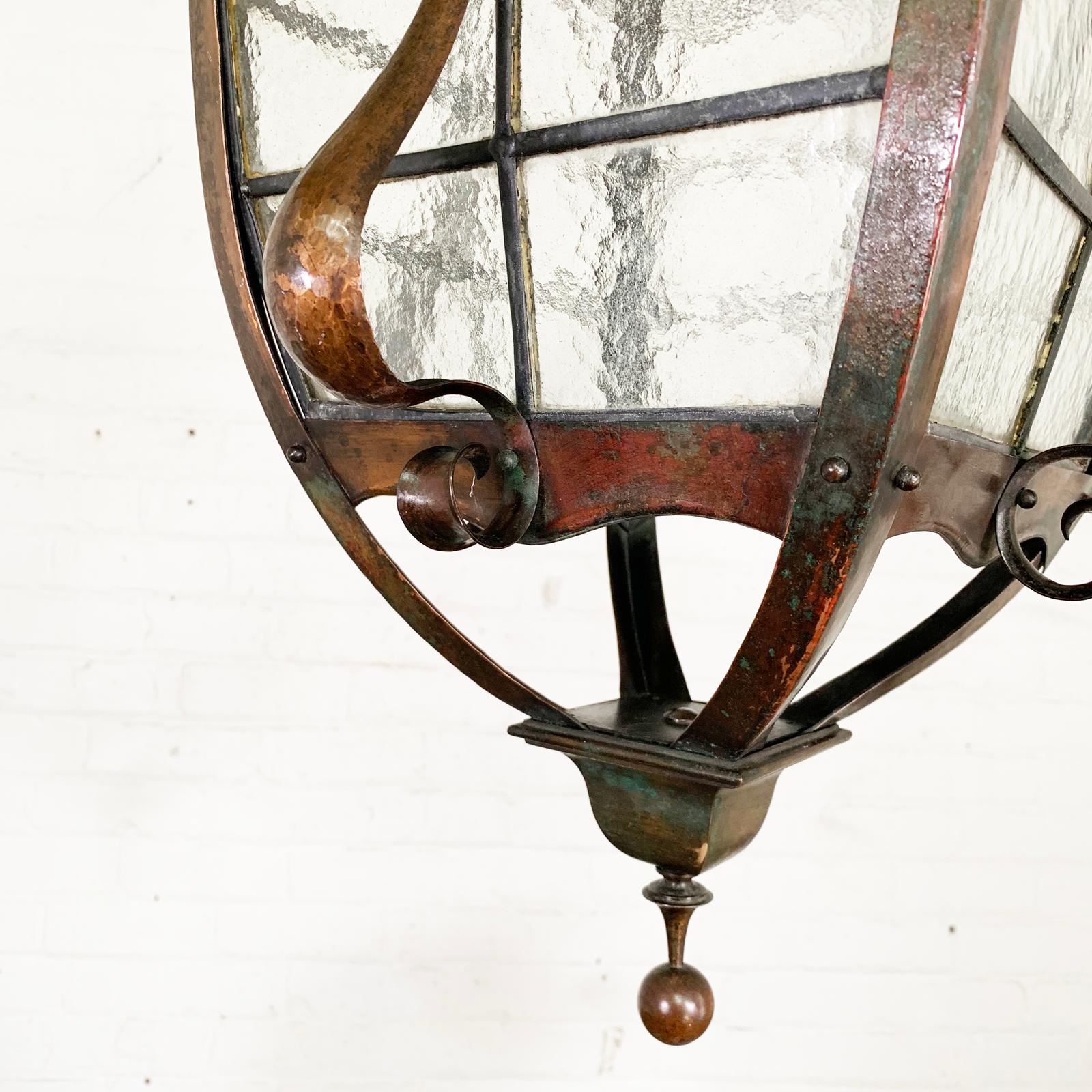 Rare and Large Antique Arts & Crafts Copper Lantern 2