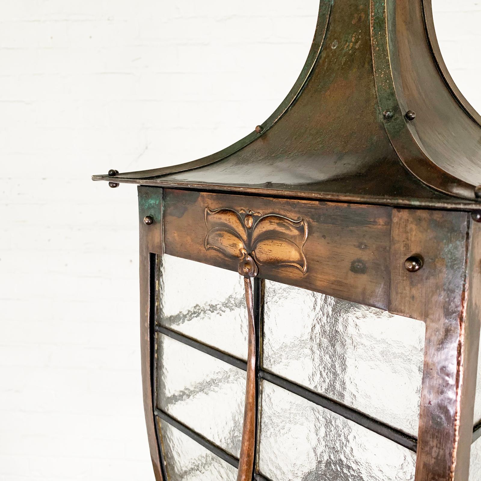Rare and Large Antique Arts & Crafts Copper Lantern 5