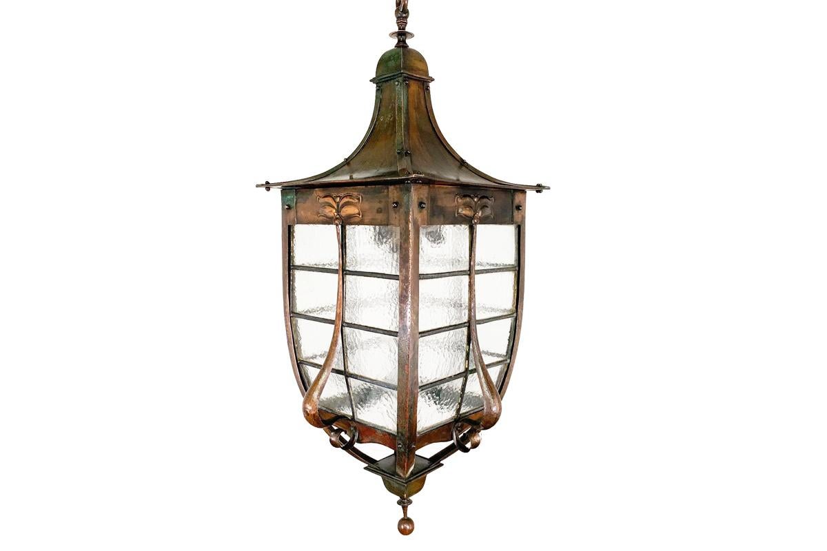 Rare and Large Antique Arts & Crafts Copper Lantern 1