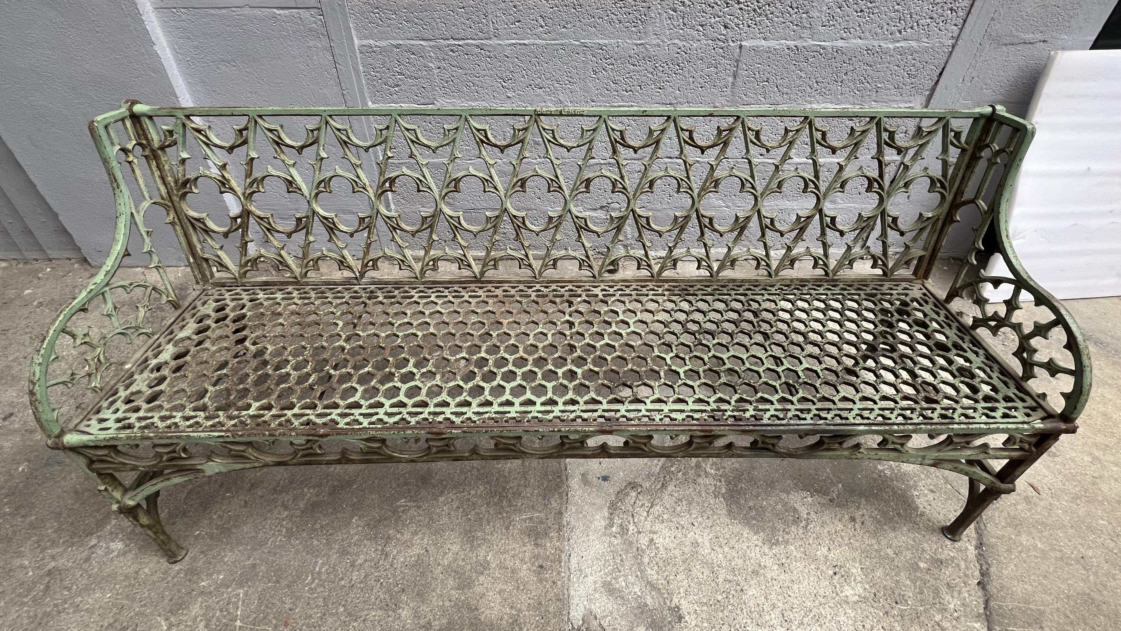 Gothic Revival Rare and large cast-iron bench from the Calla factory in Paris, circa 1850 For Sale