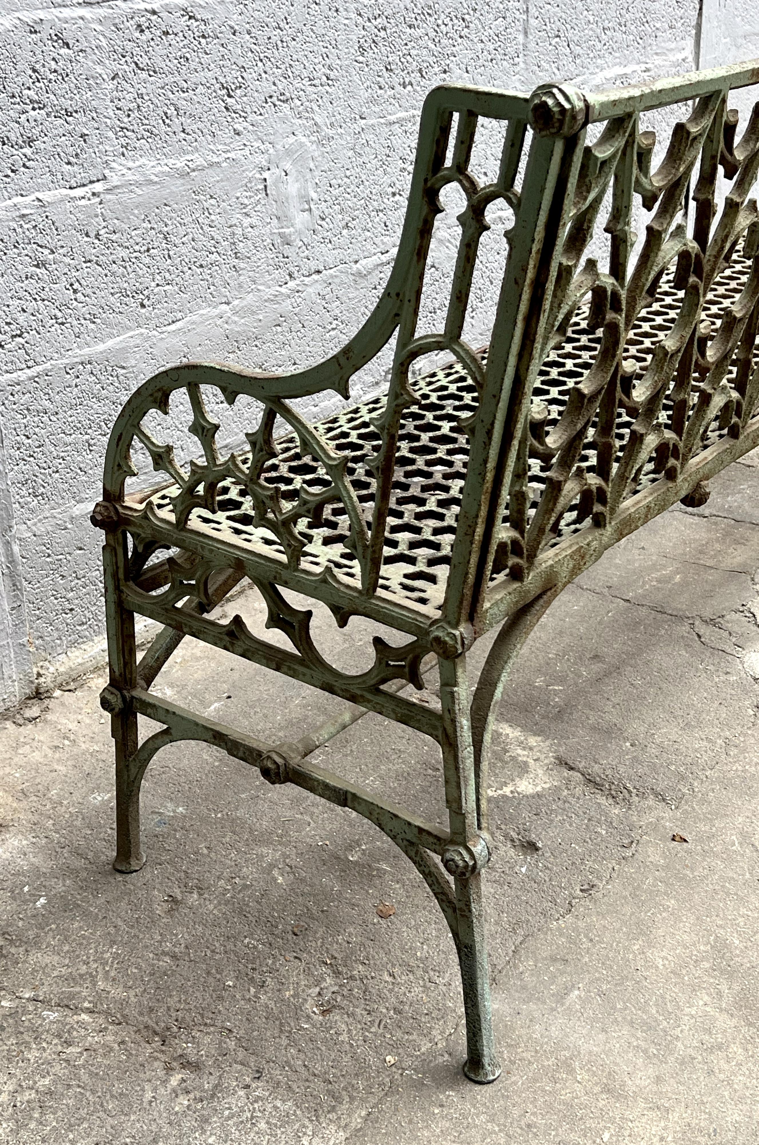 Mid-19th Century Rare and large cast-iron bench from the Calla factory in Paris, circa 1850 For Sale