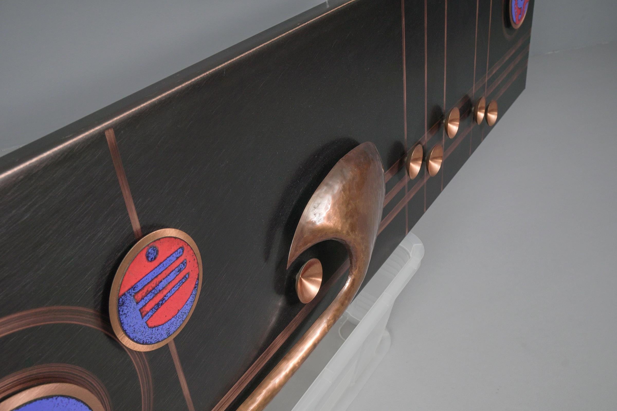 Rare and Large Handmade Artist Copper Wall Panel, 1960s For Sale 1