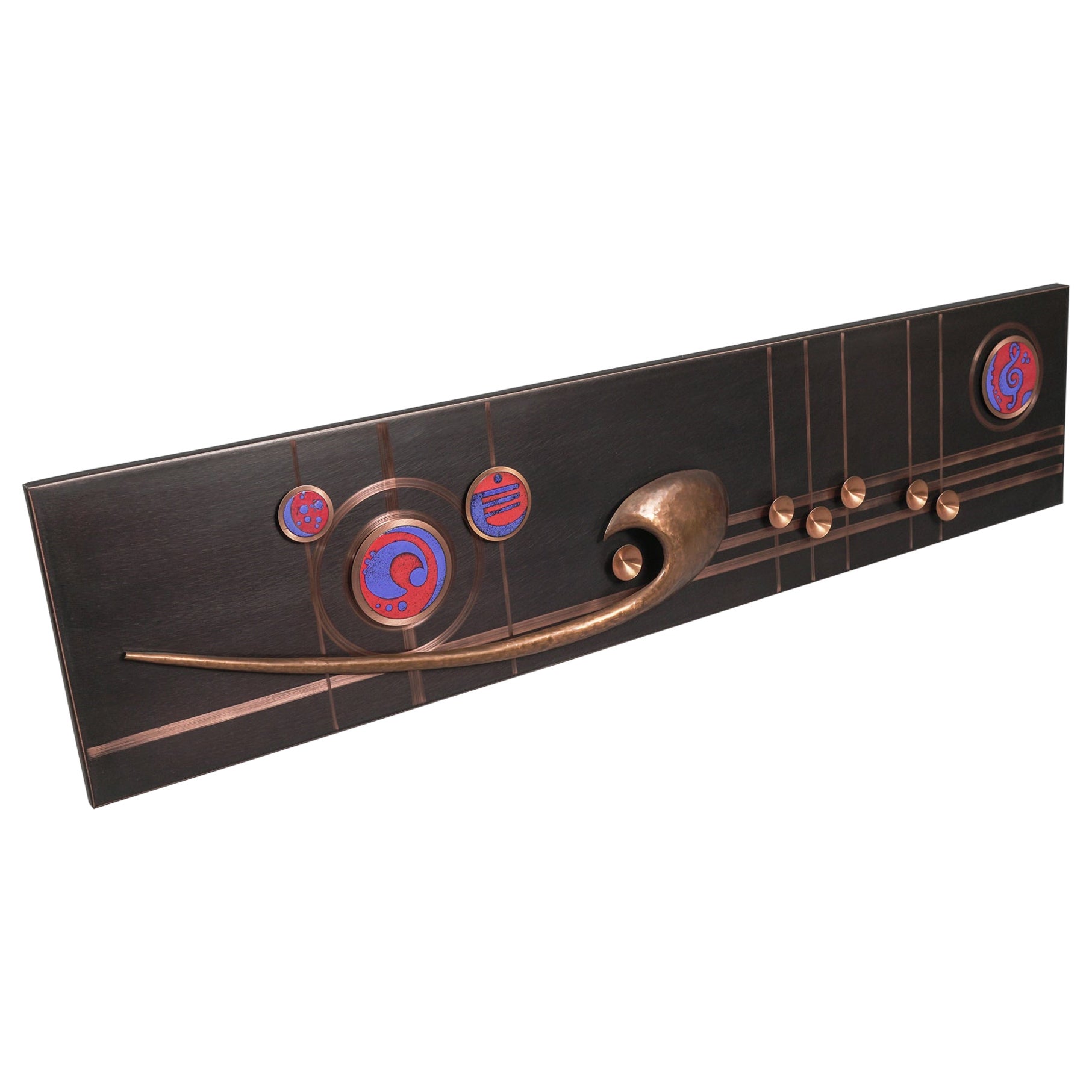 Seltene und große handgefertigte künstlerische Kupfer-Wandtafel, 1960er Jahre