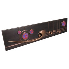 Seltene und große handgefertigte künstlerische Kupfer-Wandtafel, 1960er Jahre