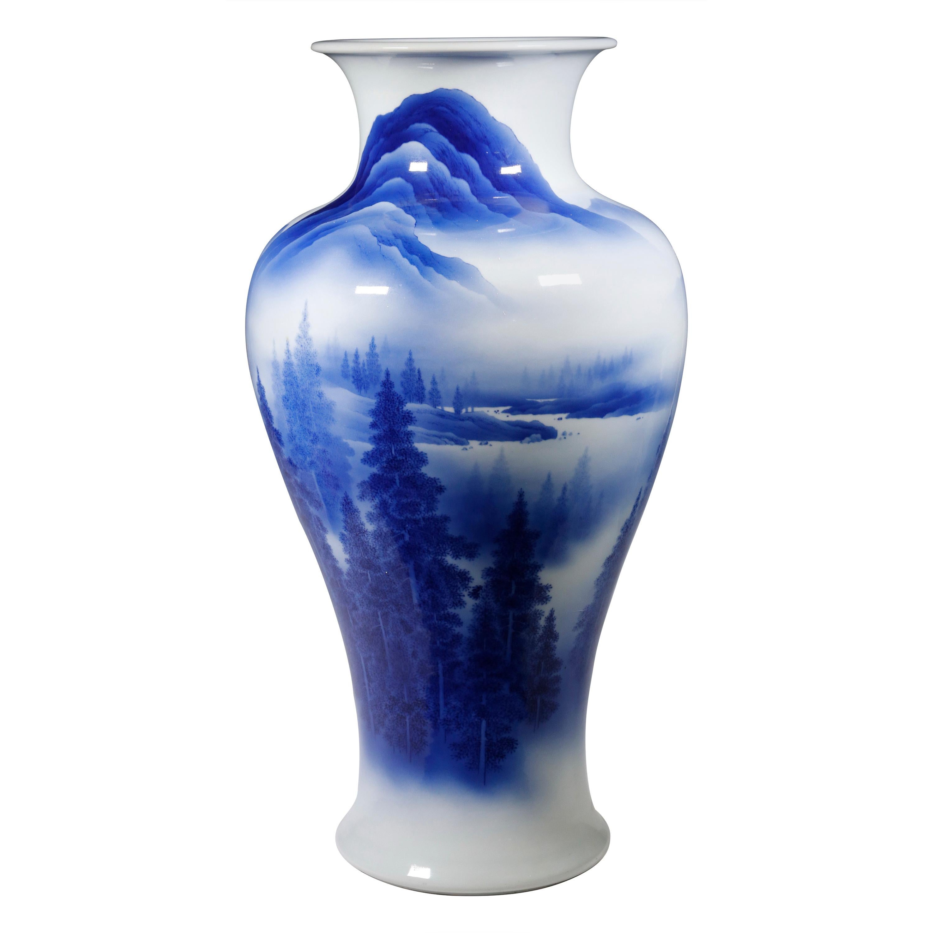 Rare et grand vase en porcelaine japonaise Makuzu Kozan