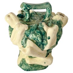 Rare and Large Majolica Ceramic, Free Form and Brutalist Jug or Pitcher, 1960