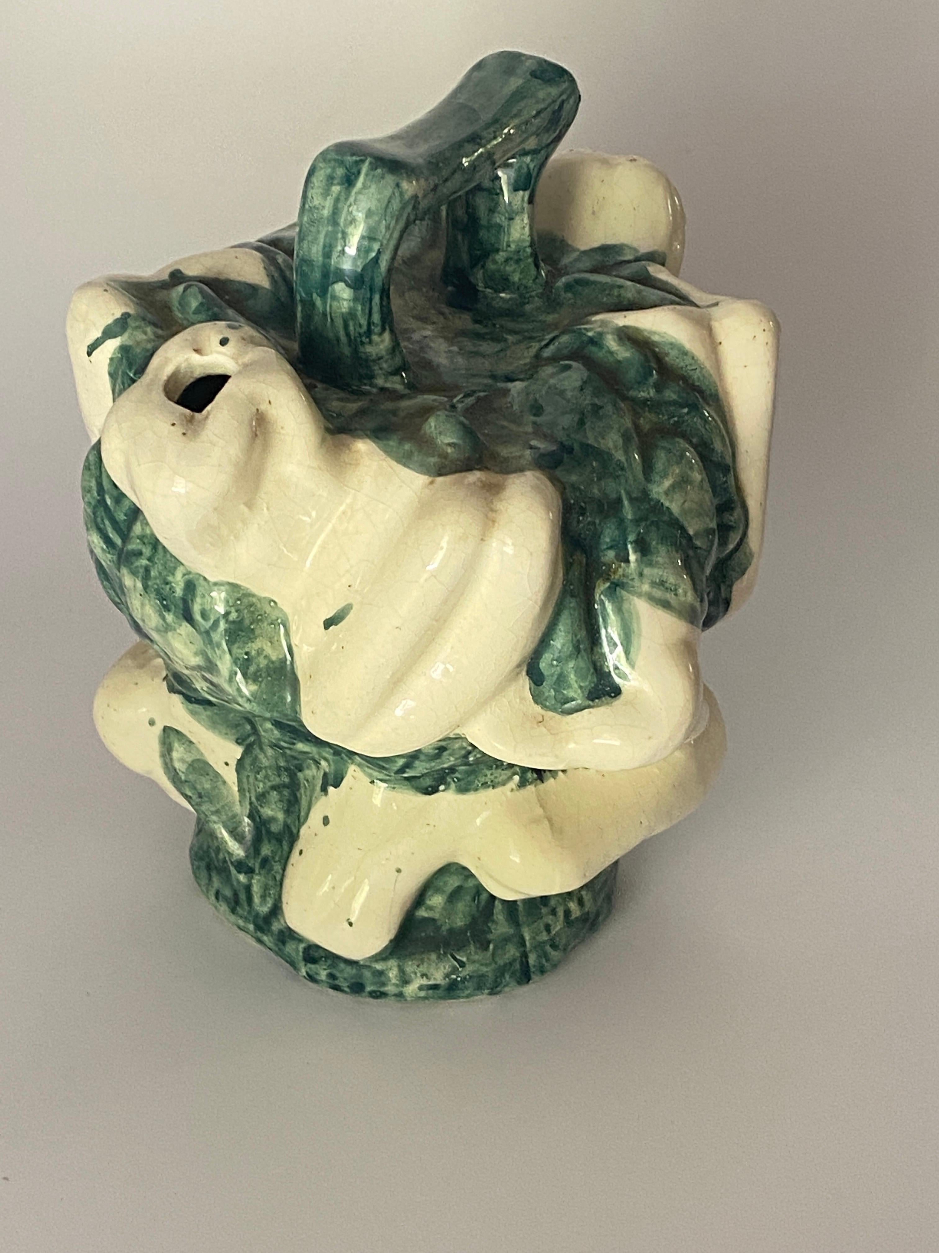 Rare and Large Majolica Ceramic, Free Form and Brutalist Jug or Pitcher, 1960 For Sale 1