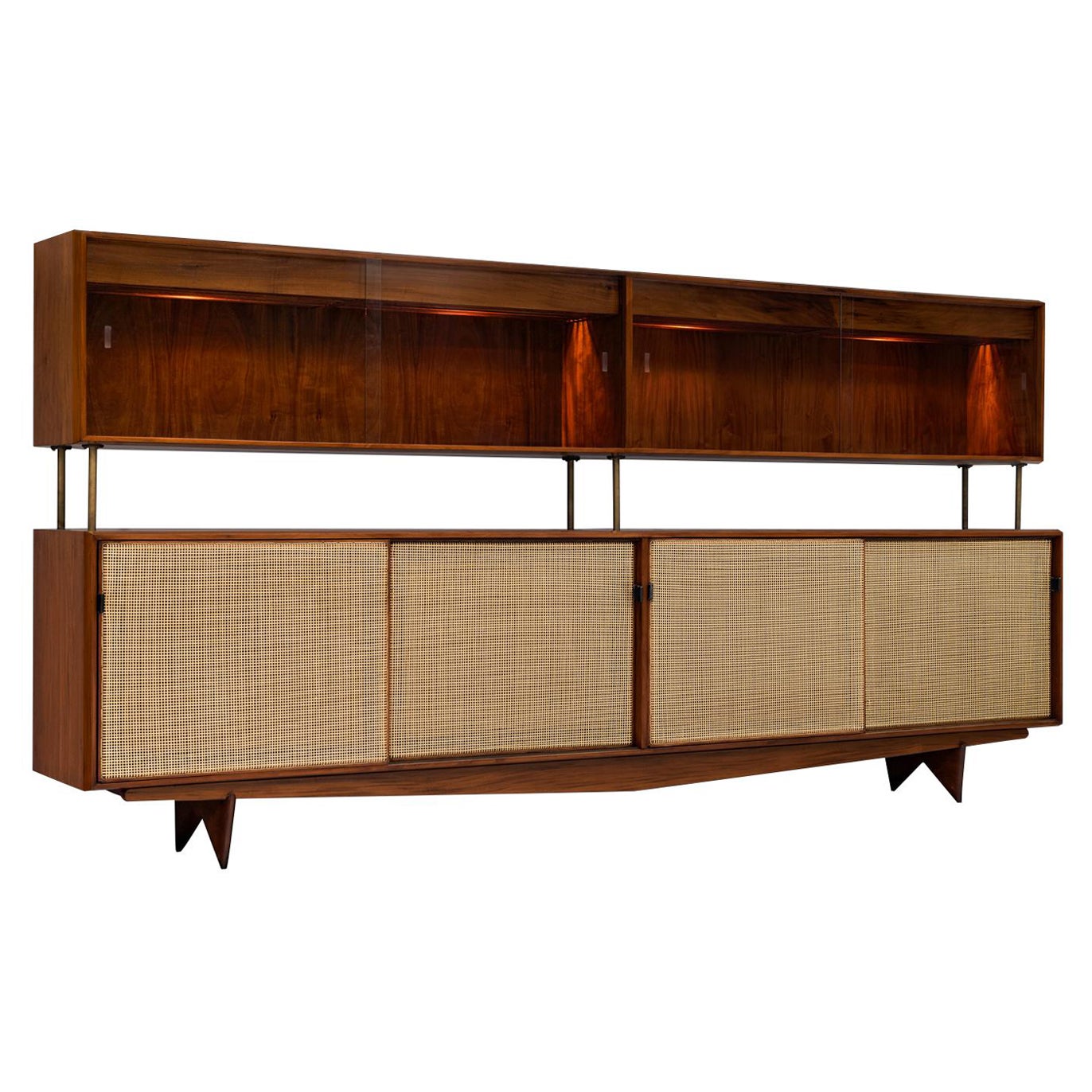 Rare and Large Martin Eisler Sideboard for Forma in Brazilian Walnut and Cane