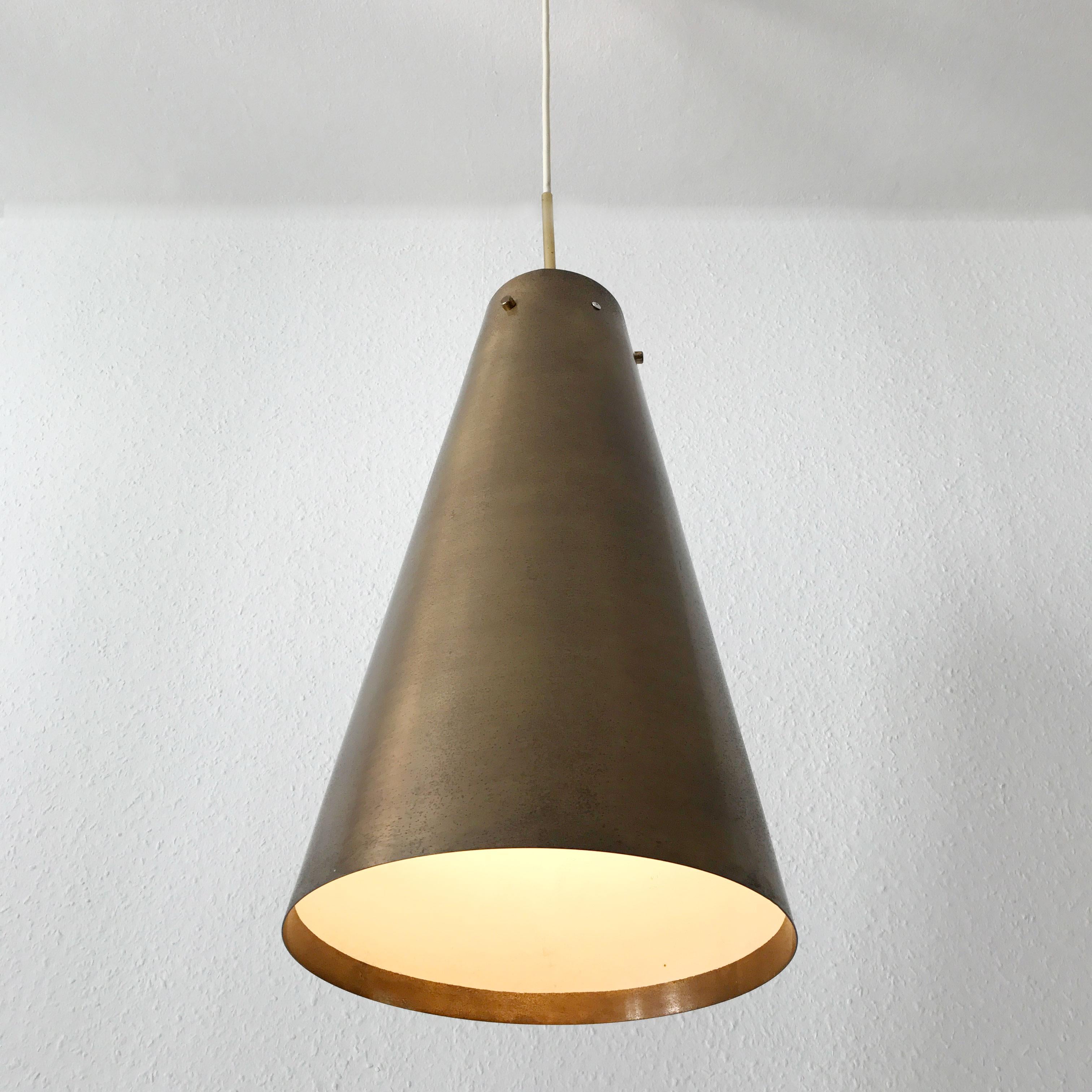 Rare and Large Mid-Century Modern Brass Pendant Lamp, 1950s, Germany 5