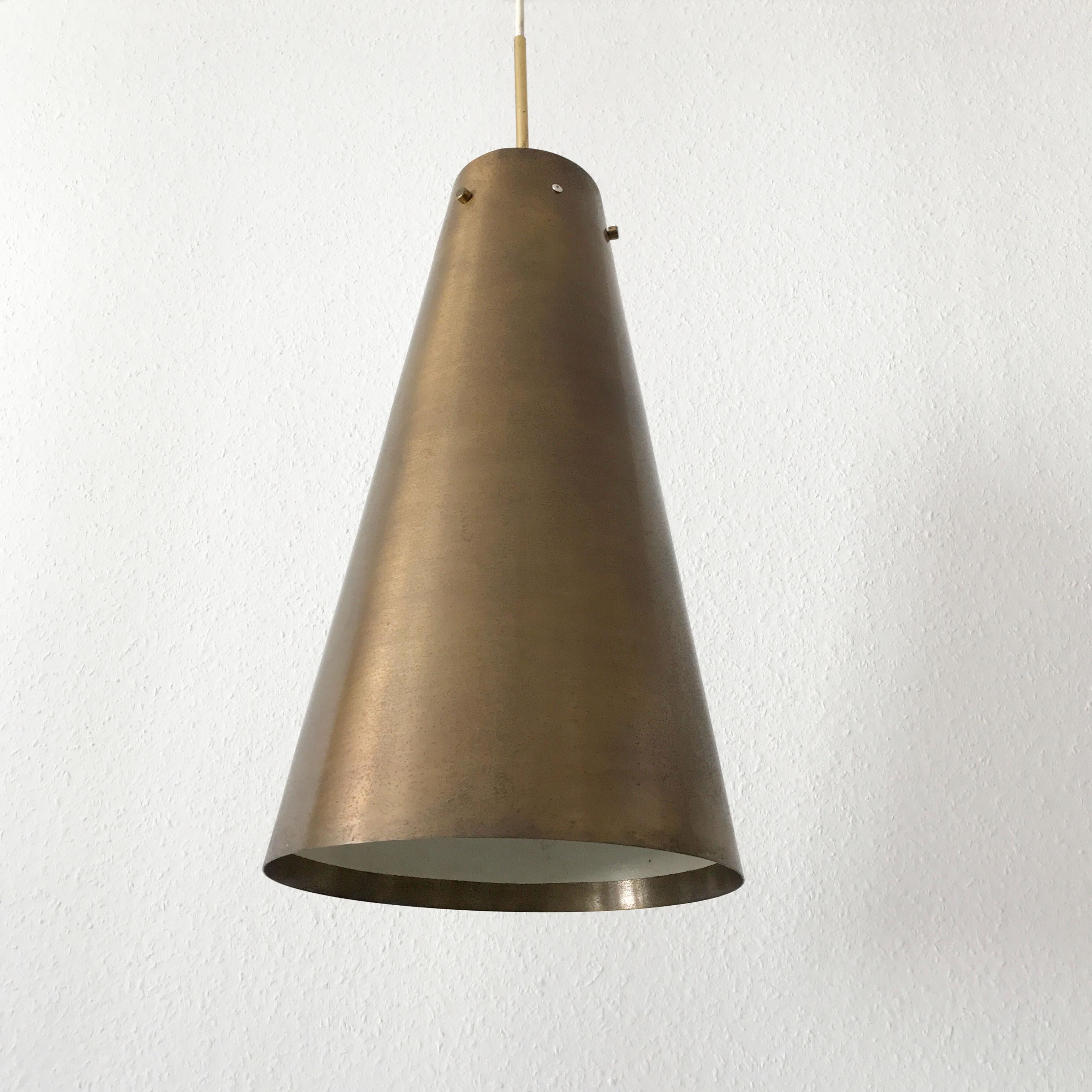 Mid-20th Century Rare and Large Mid-Century Modern Brass Pendant Lamp, 1950s, Germany