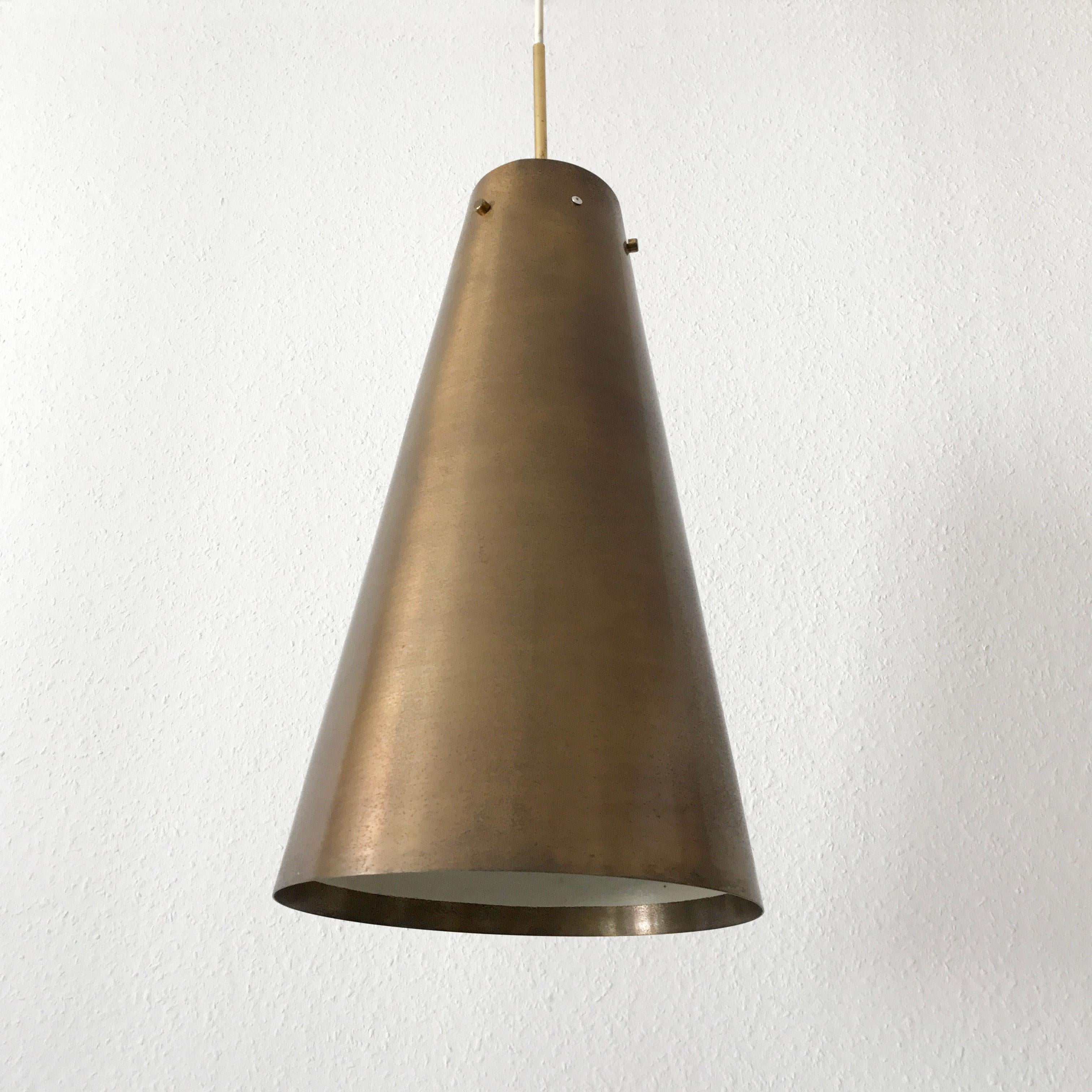 Rare and Large Mid-Century Modern Brass Pendant Lamp, 1950s, Germany 1