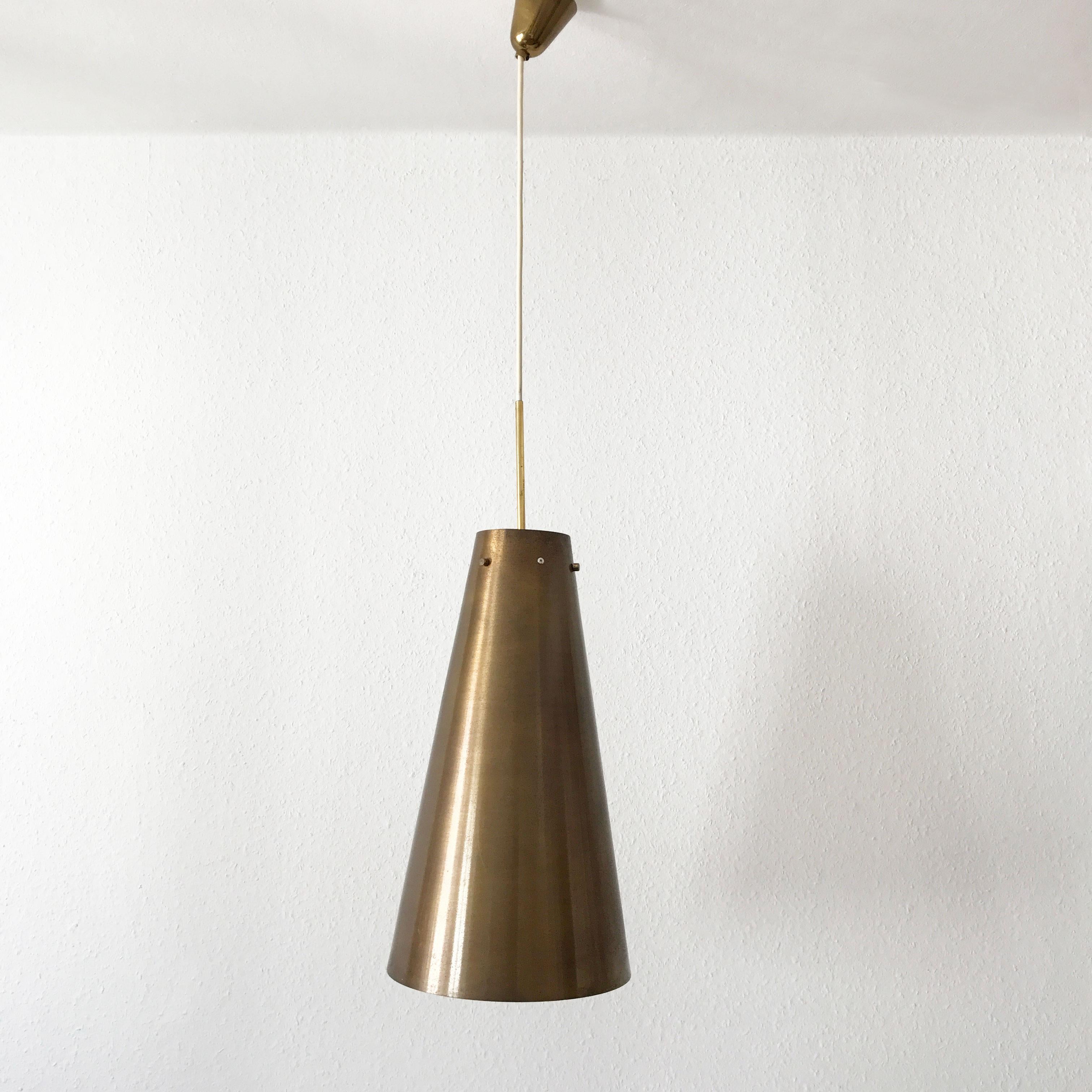 Rare and Large Mid-Century Modern Brass Pendant Lamp, 1950s, Germany 2