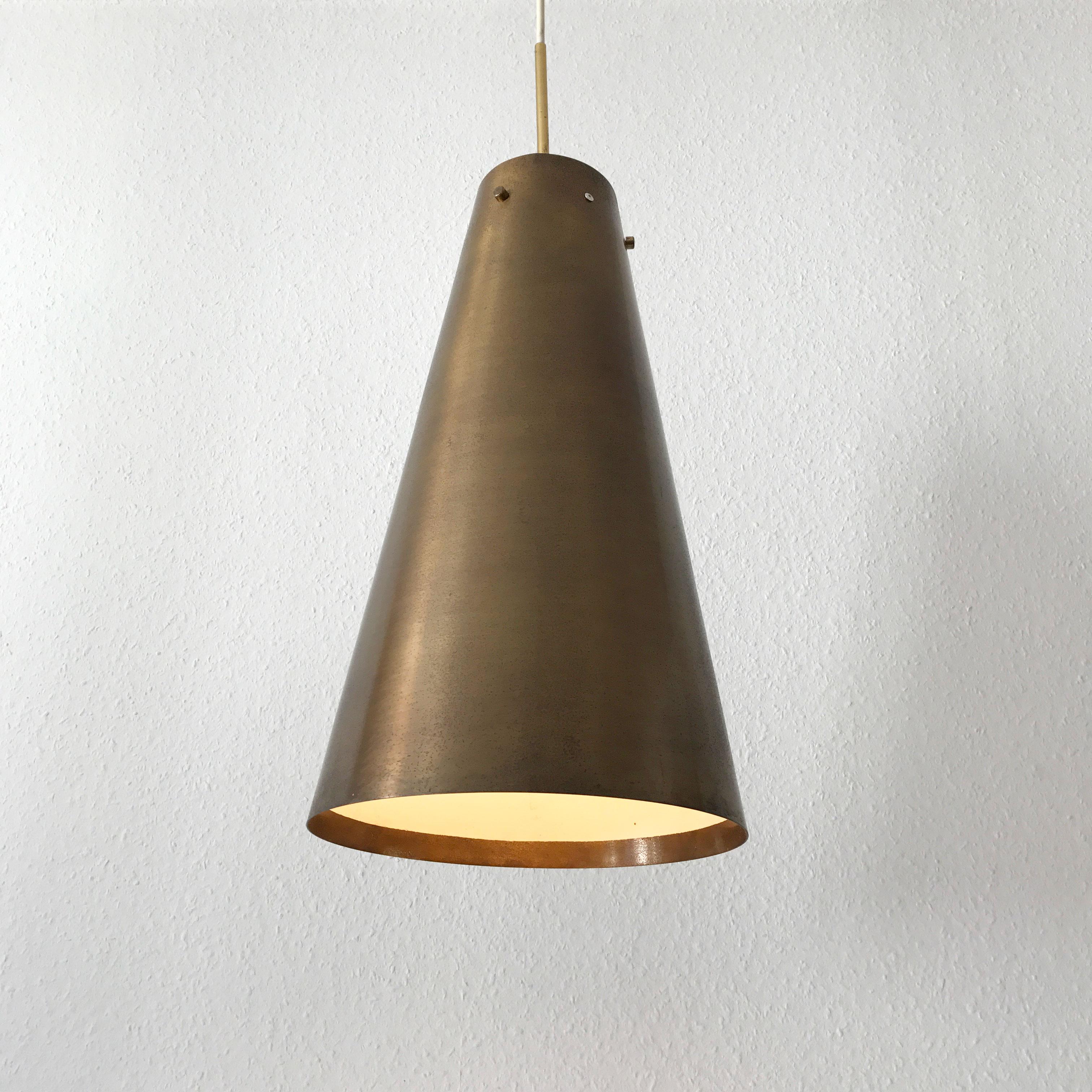 Rare and Large Mid-Century Modern Brass Pendant Lamp, 1950s, Germany 4