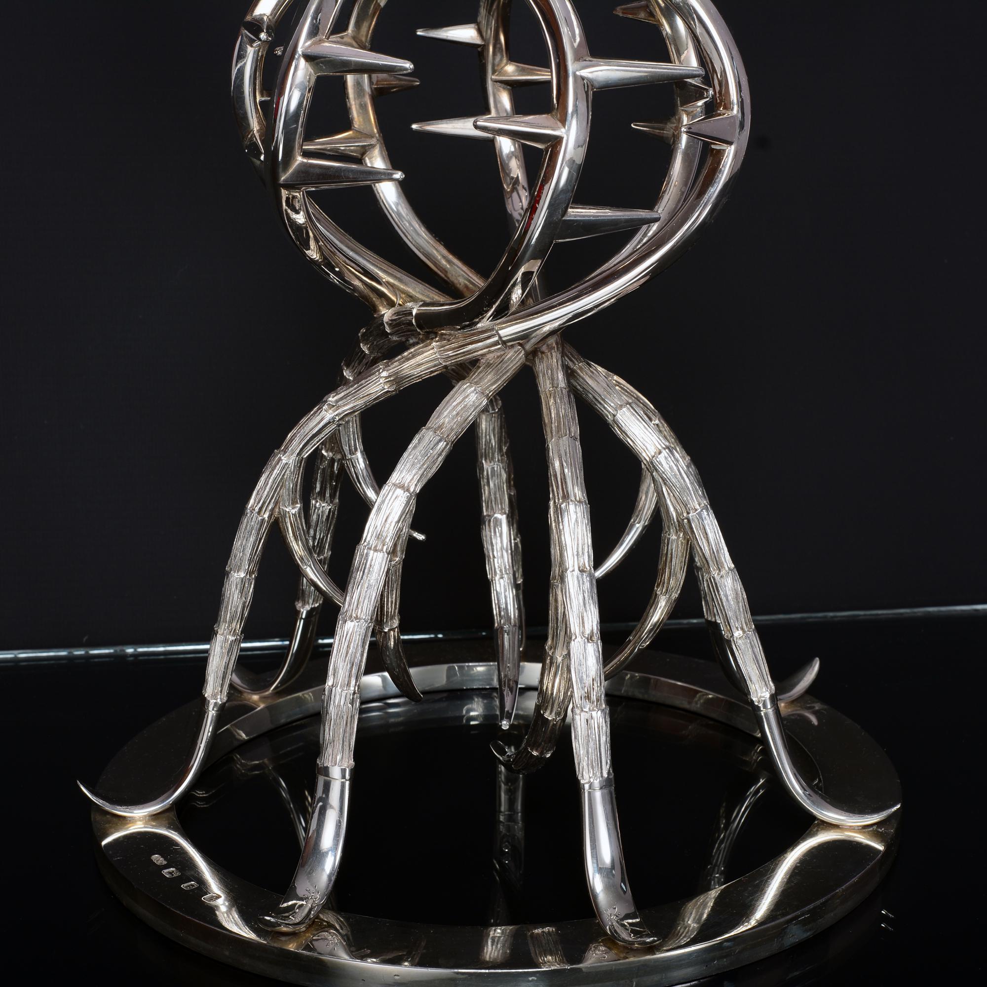 English Rare and Large Mid-Century Silver Candelabrum Centrepiece by Gerald Benney For Sale