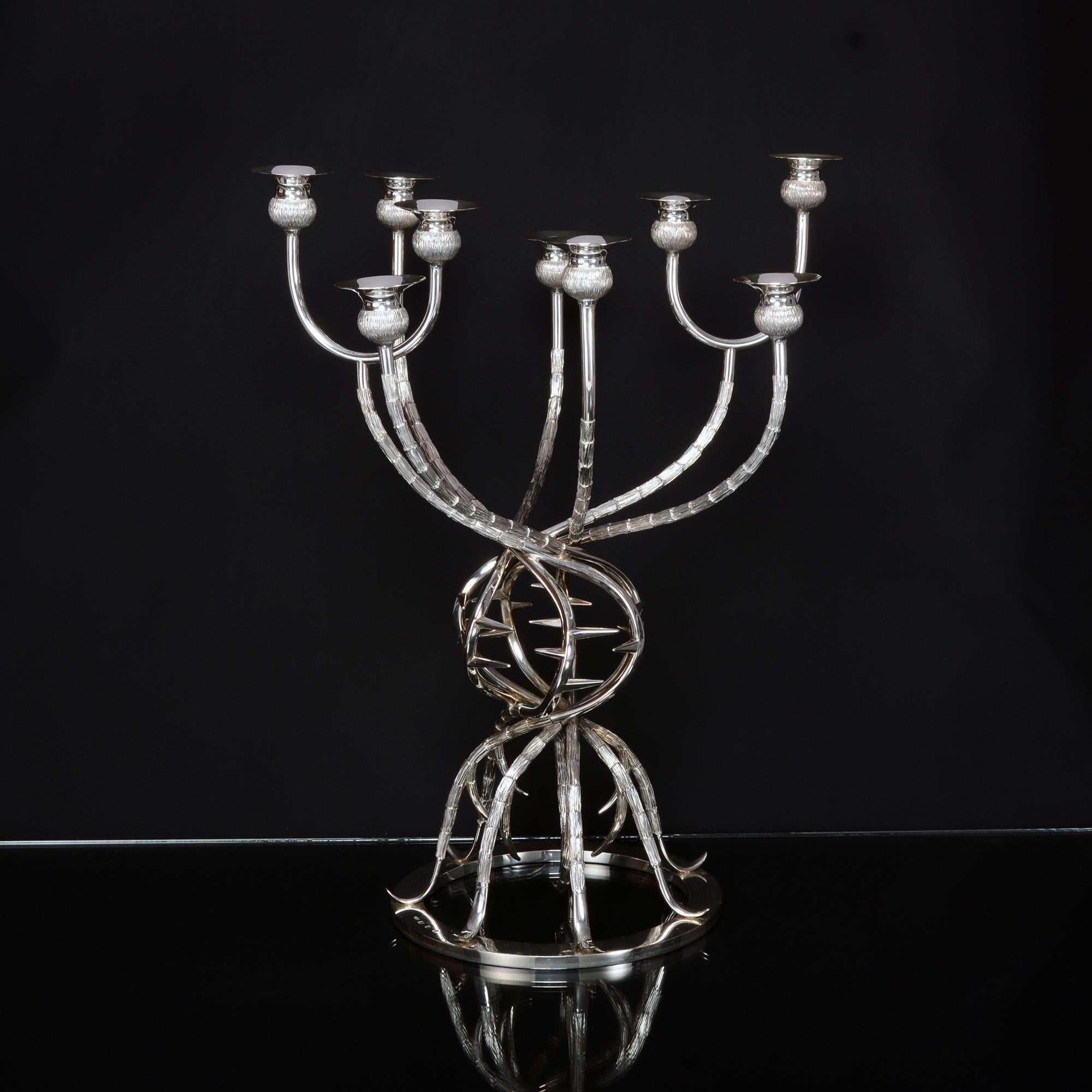 Sterling Silver Rare and Large Mid-Century Silver Candelabrum Centrepiece by Gerald Benney For Sale