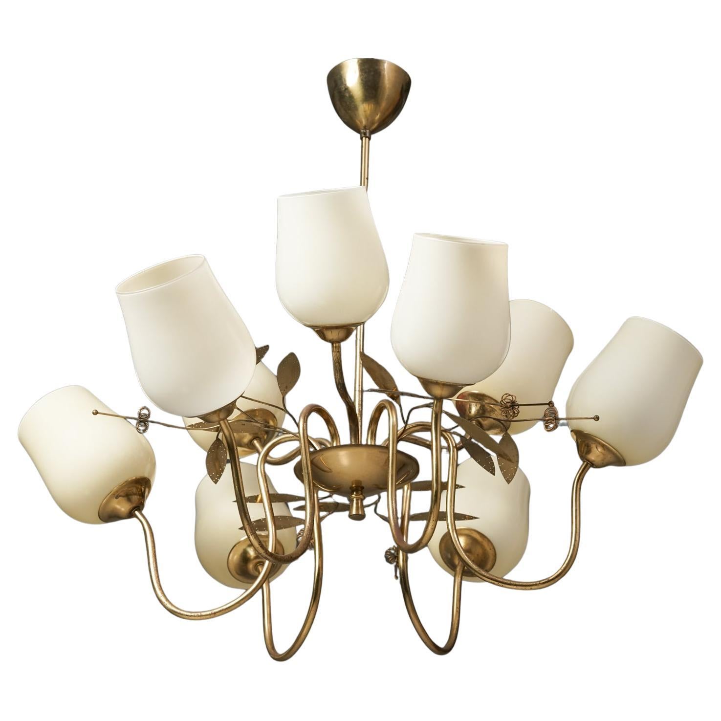 Rare and Large Model 85/9 Floral Chandelier, Itsu, 1950s