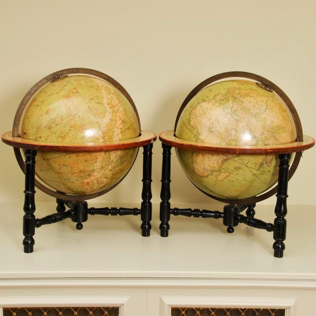 Rare and Large Pair of Malby Globes in Fine Original Condition In Good Condition For Sale In Lincolnshire, GB