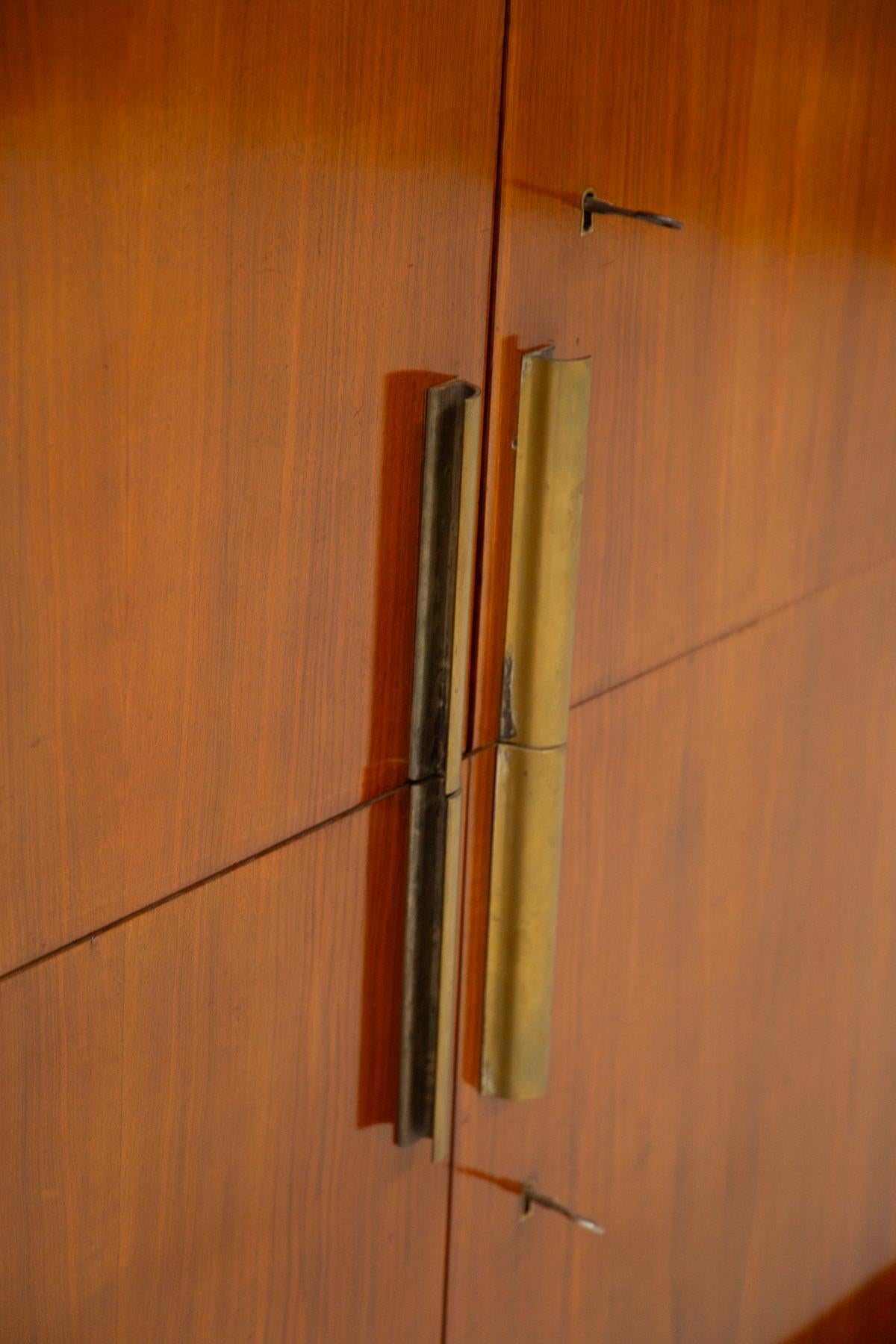 Early 20th Century Rare and Large rationalist sideboard attributed to G. Terragni brass handles For Sale
