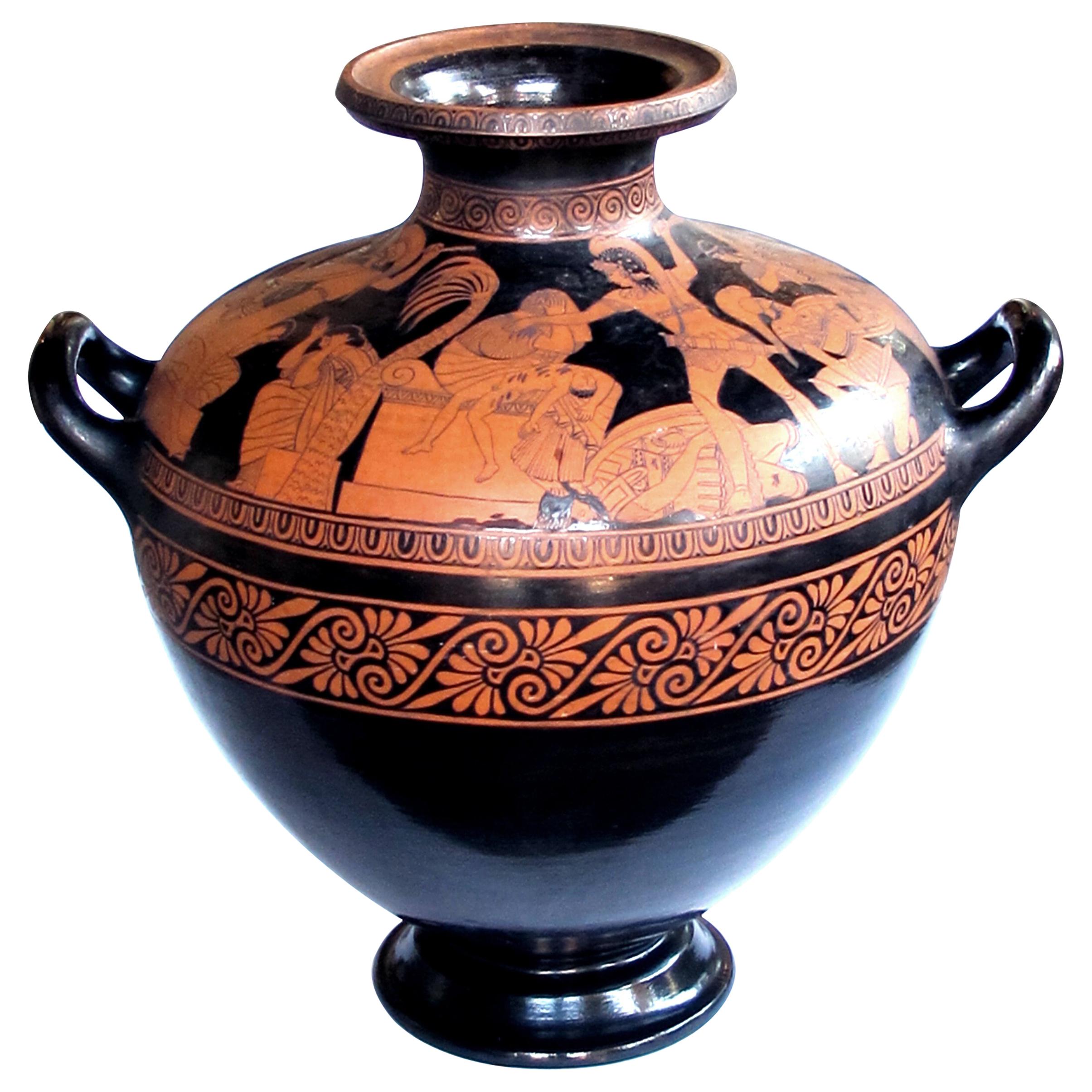 Rare and Large Scaled Italian Terracotta Glazed Stamnos Vase by Giovanni Mollica For Sale