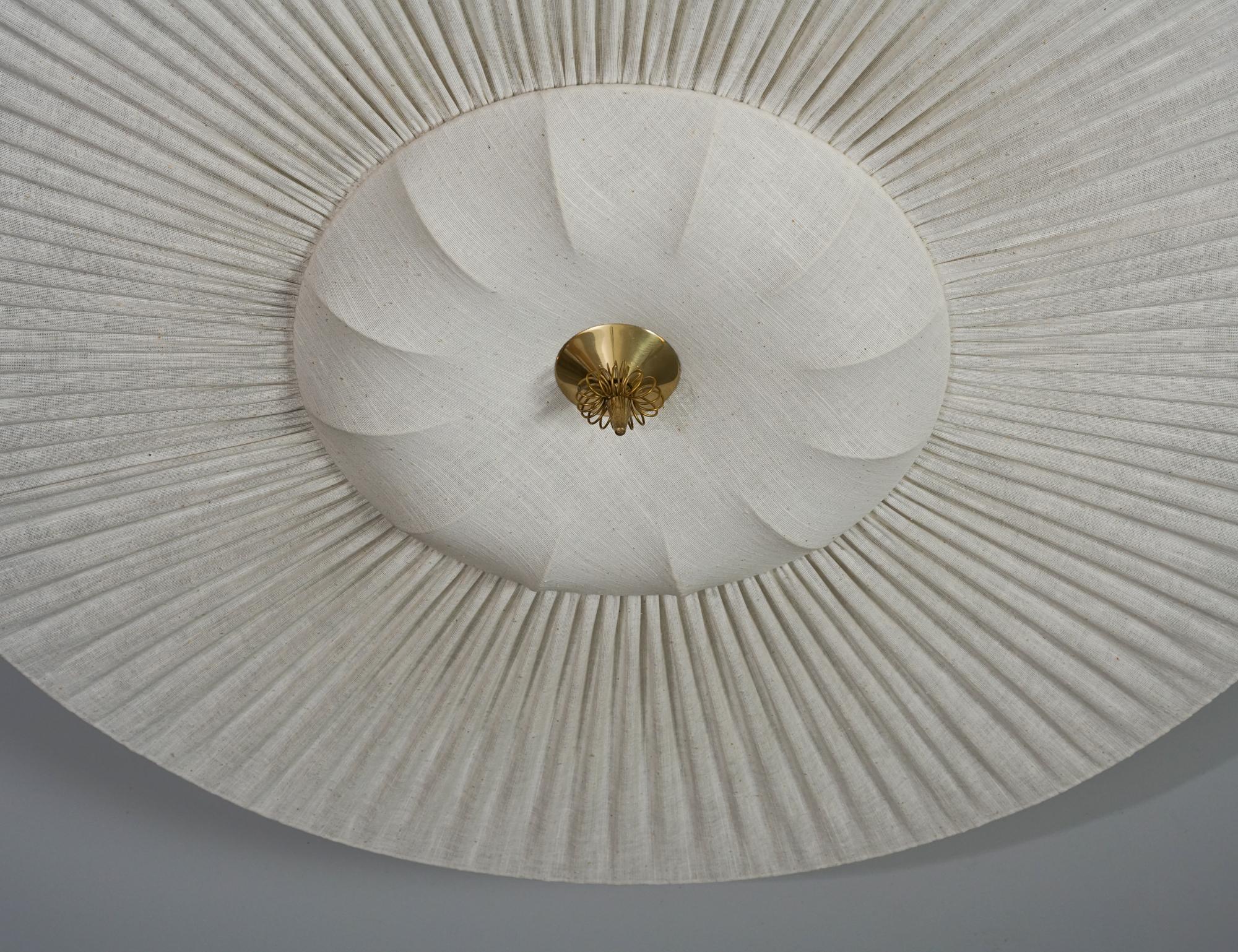 Scandinavian Modern Rare and Large Silk Flush Mount, Itsu Oy, 1950s