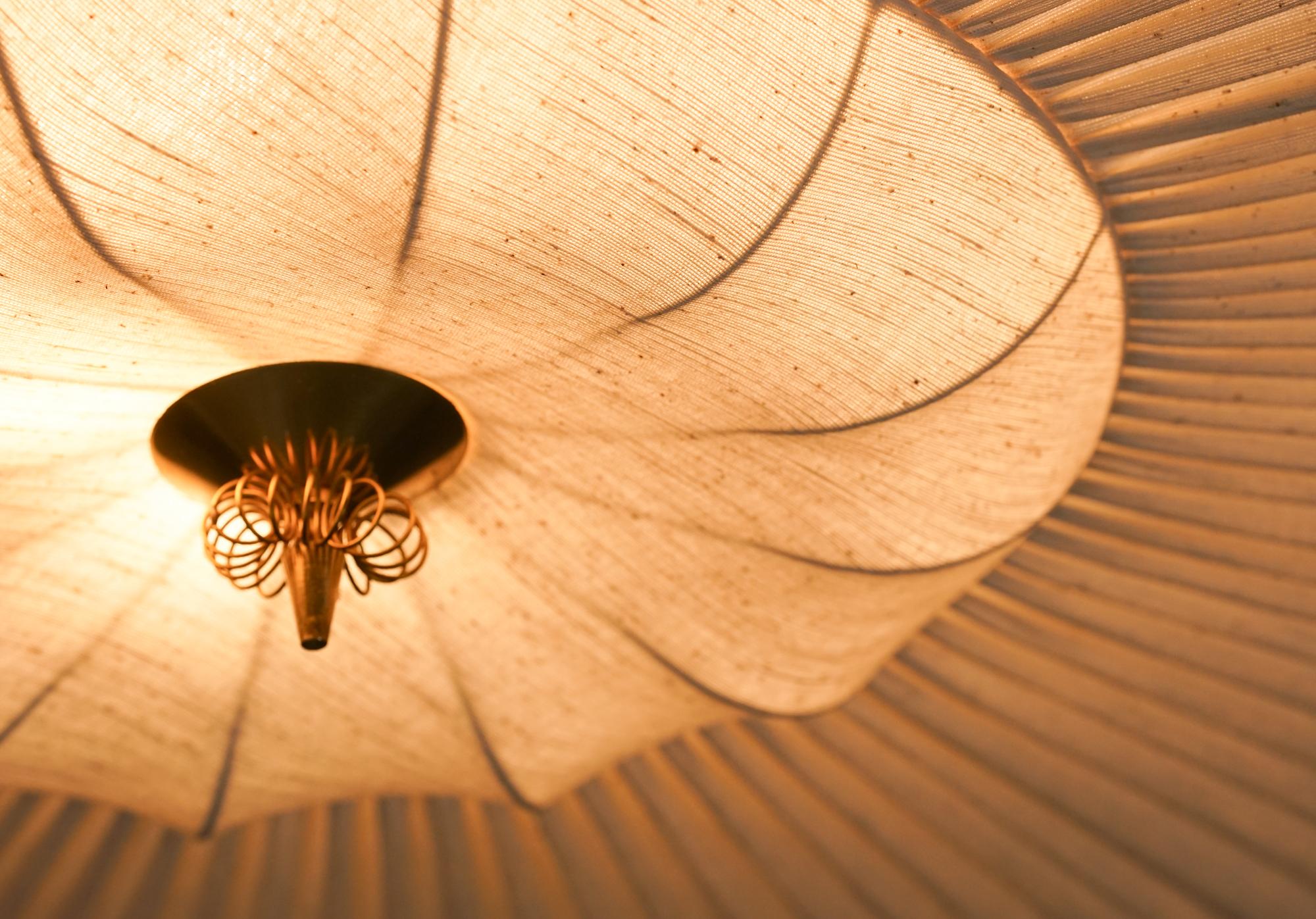 Mid-20th Century Rare and Large Silk Flush Mount, Itsu Oy, 1950s