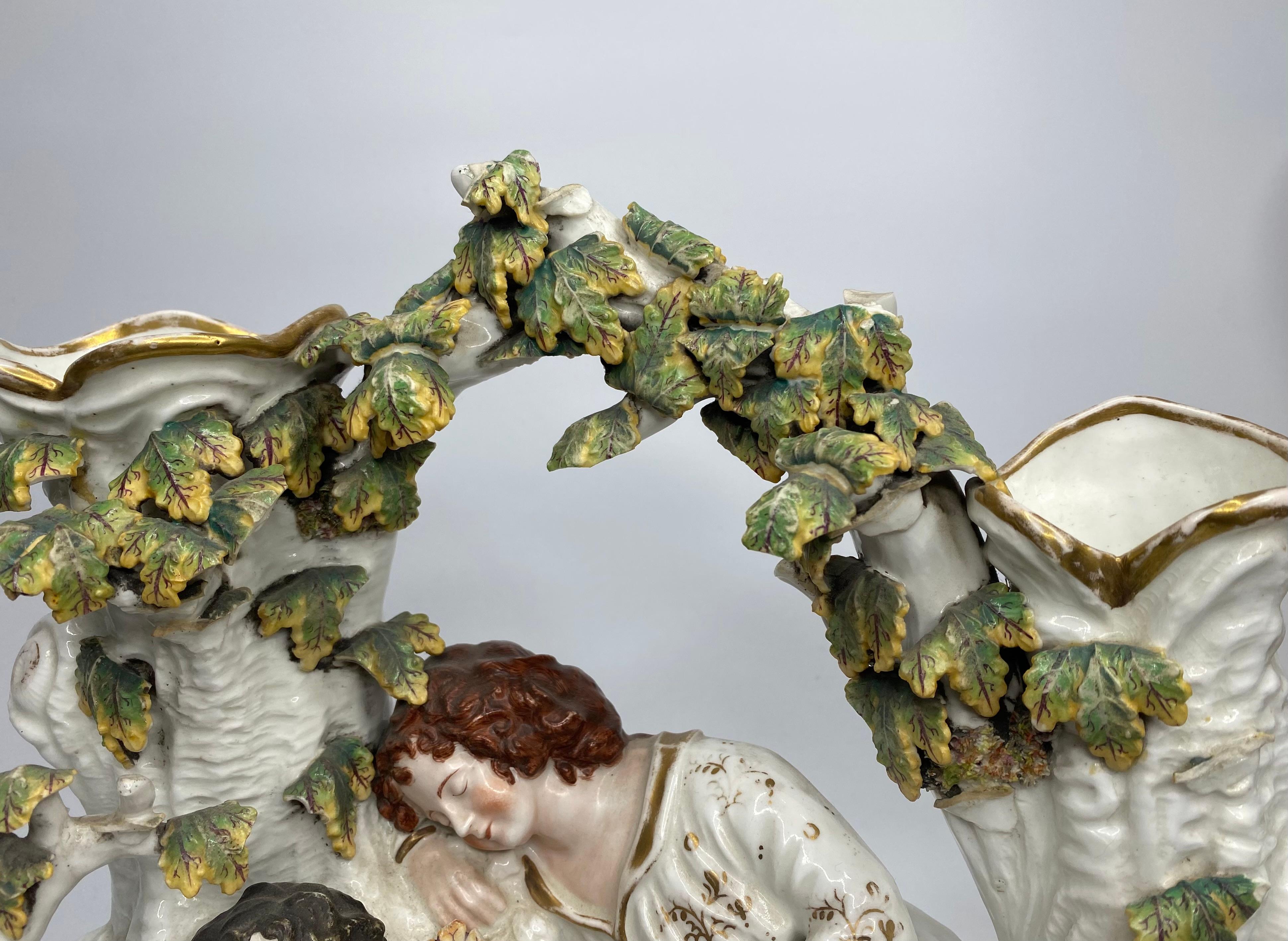 Rare and large Staffordshire porcelaneous ‘Babes in the Woods’ group, c. 1830. 1