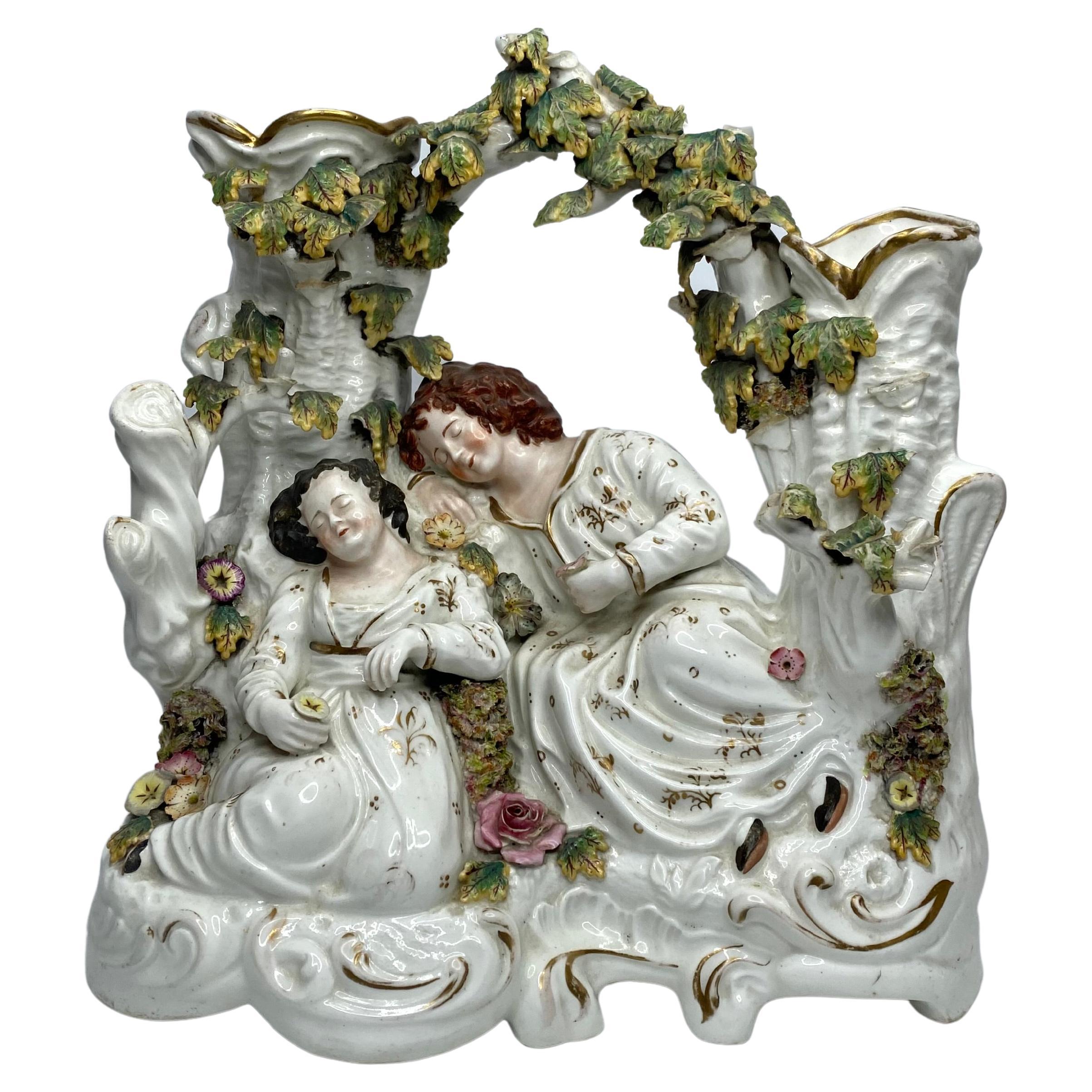 Rare and large Staffordshire porcelaneous ‘Babes in the Woods’ group, c. 1830.