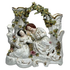 Antique Rare and large Staffordshire porcelaneous ‘Babes in the Woods’ group, c. 1830.
