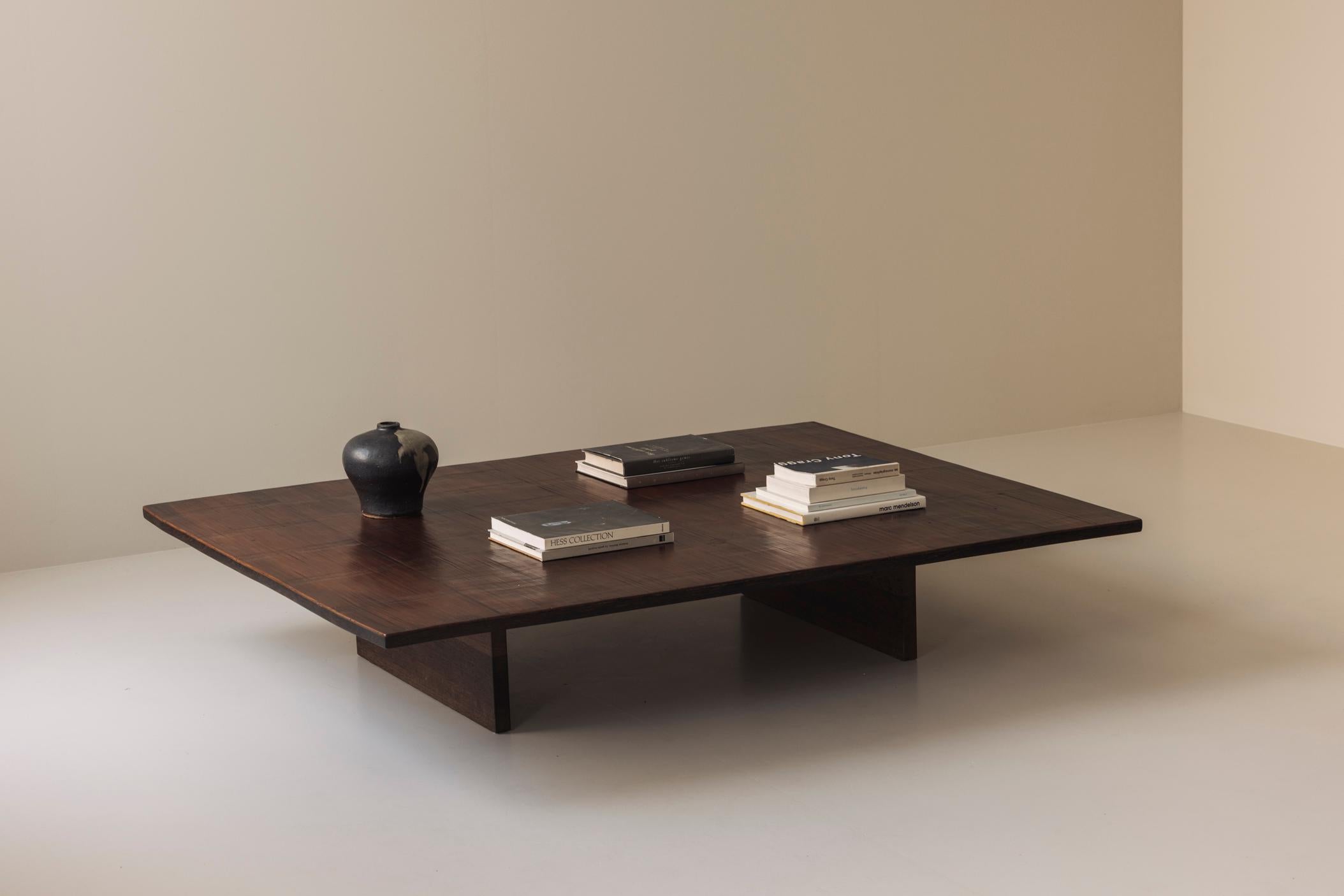 Rare and highly sought after coffee table by renowned Belgian interior designer and antique dealer Axel Vervoordt, dating from the 1980s. Made out of hand-selected bamboo and a base made out of wenge, this piece embodies organic minimalism,