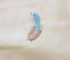 Rare and limited Angora/Wool Hermès blanket with hand-bedded feathers design