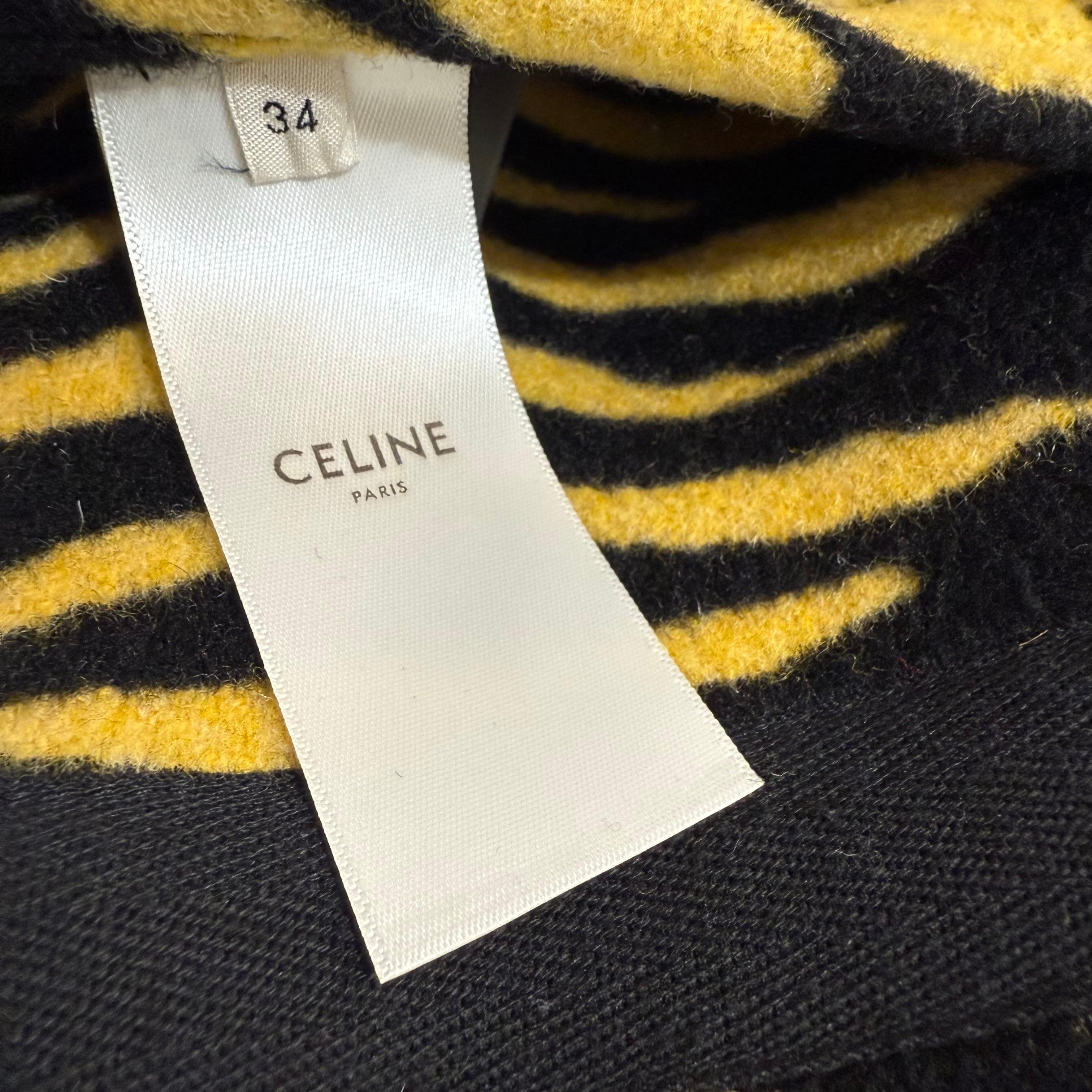 Raro y Limitado Abrigo de Lana Tigre Celine Talla XS / FR 34 en venta 7