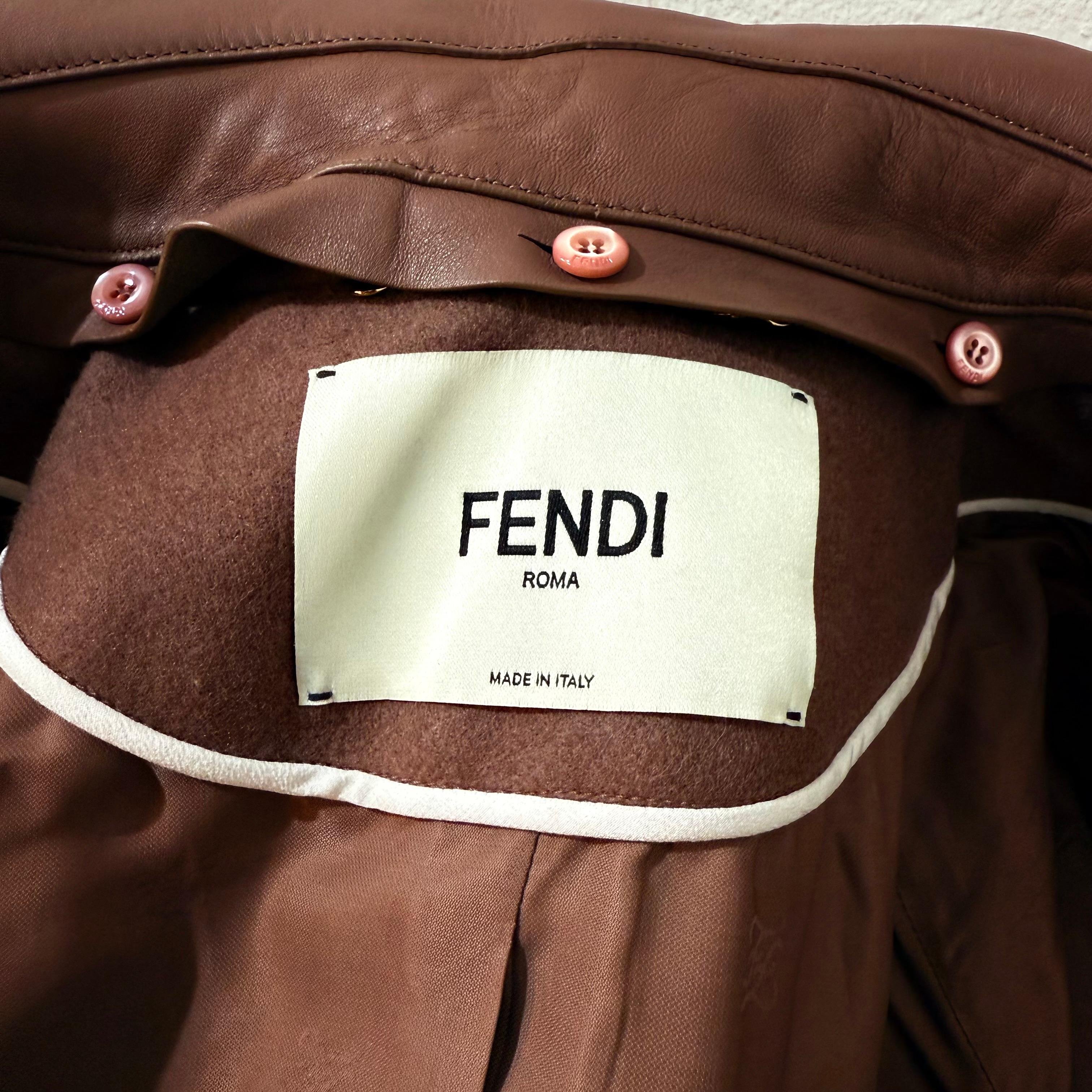 Rara e limitata giacca di lana Fendi Noisette S / IT 40 in vendita 6