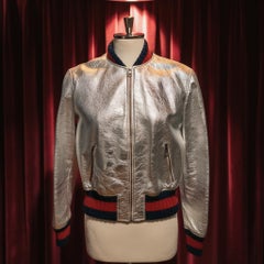 Rare and Limited Gucci Silver Lamb Zip Jacket IT 40