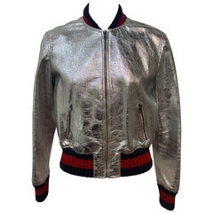 Rare and Limited Gucci Silver Lamb Zip Jacket IT 40