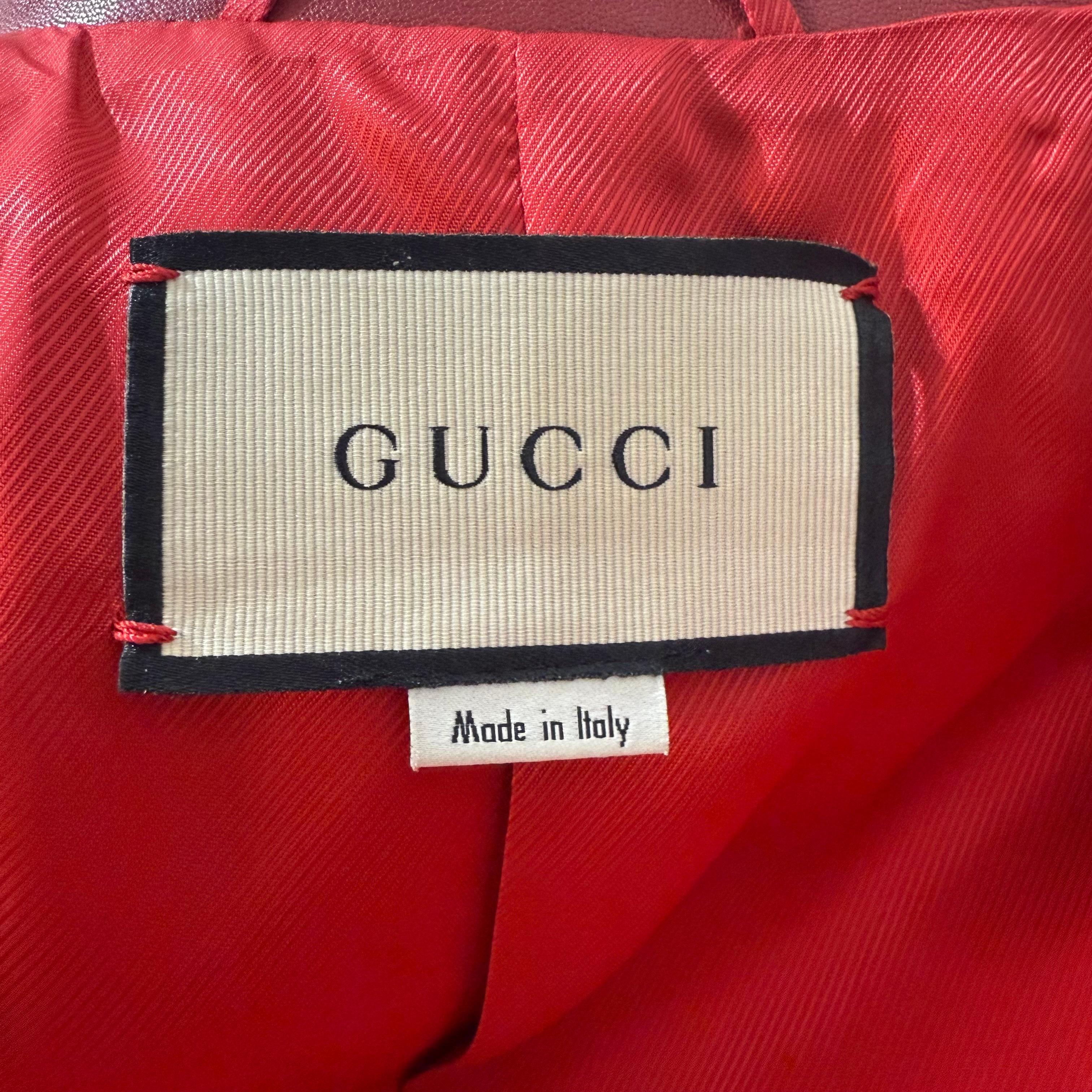 Rara e limitata giacca Gucci Supreme in pelle rossa con cristalli IT 40 in vendita 6