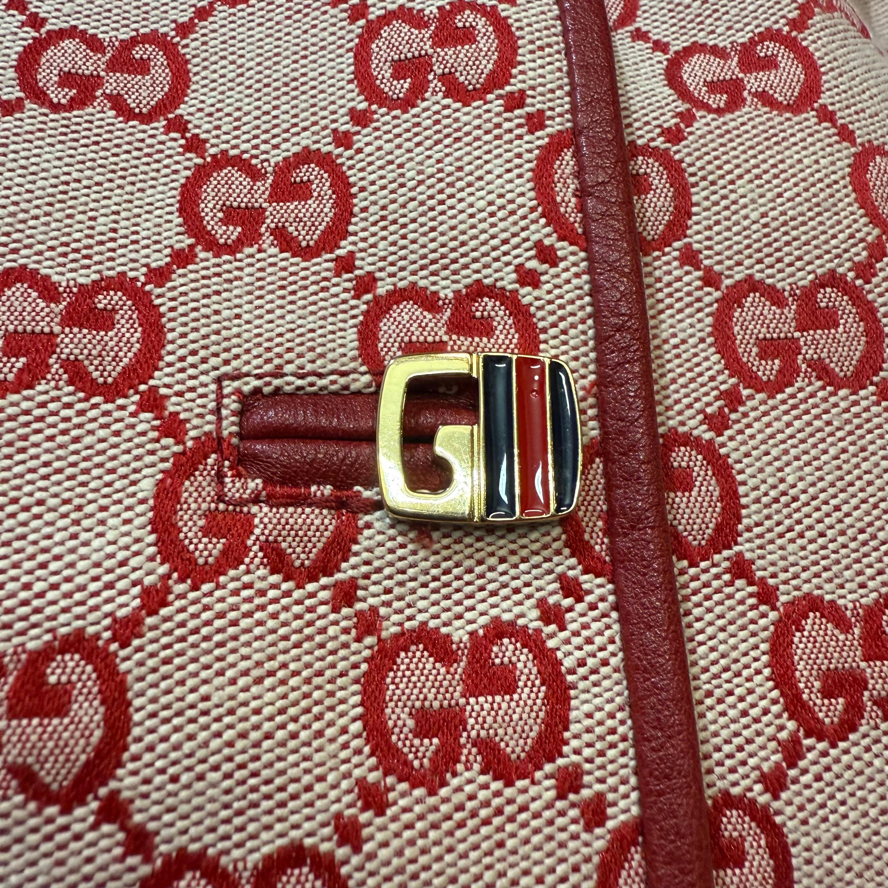 Rara e limitata giacca Gucci Supreme in pelle rossa con cristalli IT 40 in vendita 3