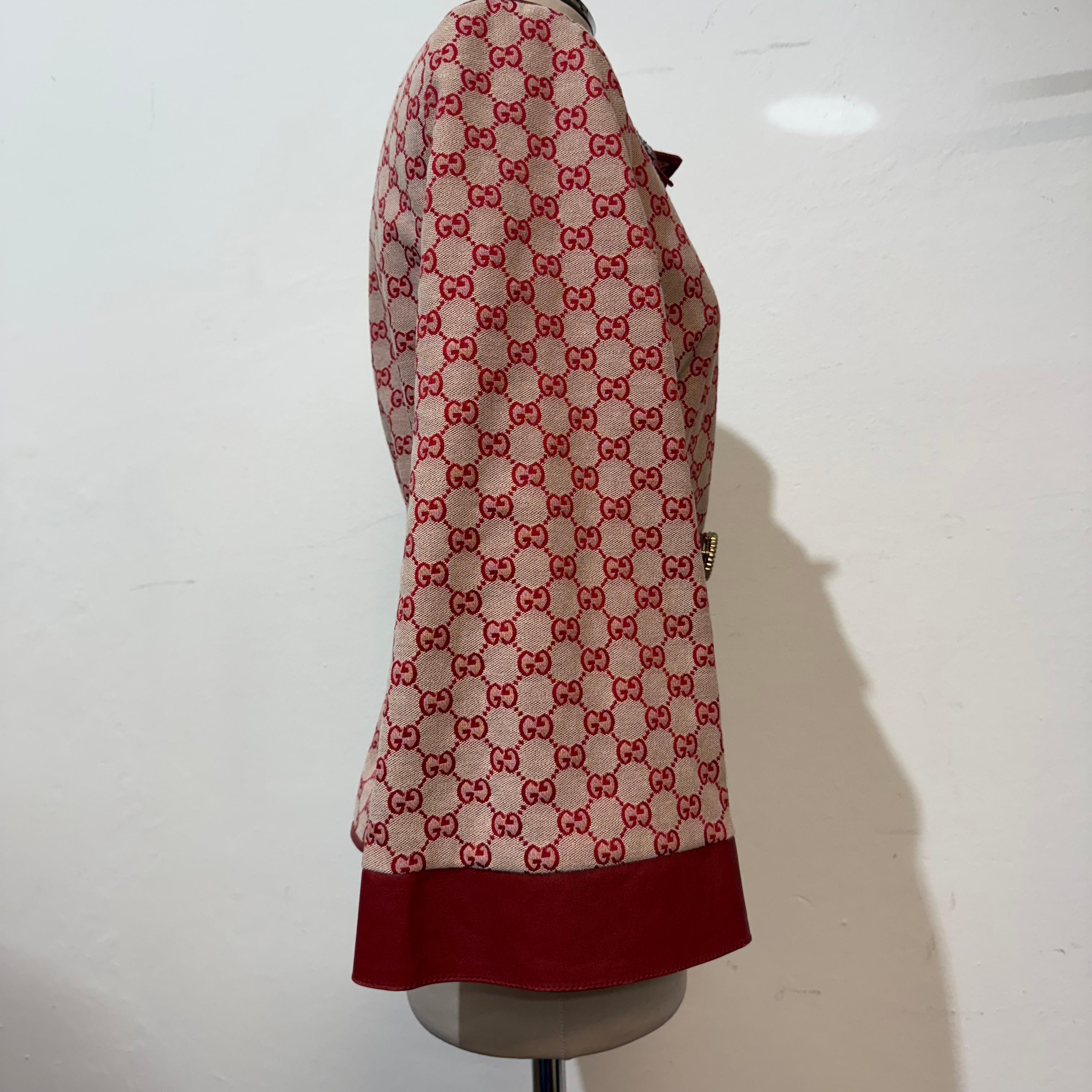 Rara e limitata giacca Gucci Supreme in pelle rossa con cristalli IT 40 in vendita 5