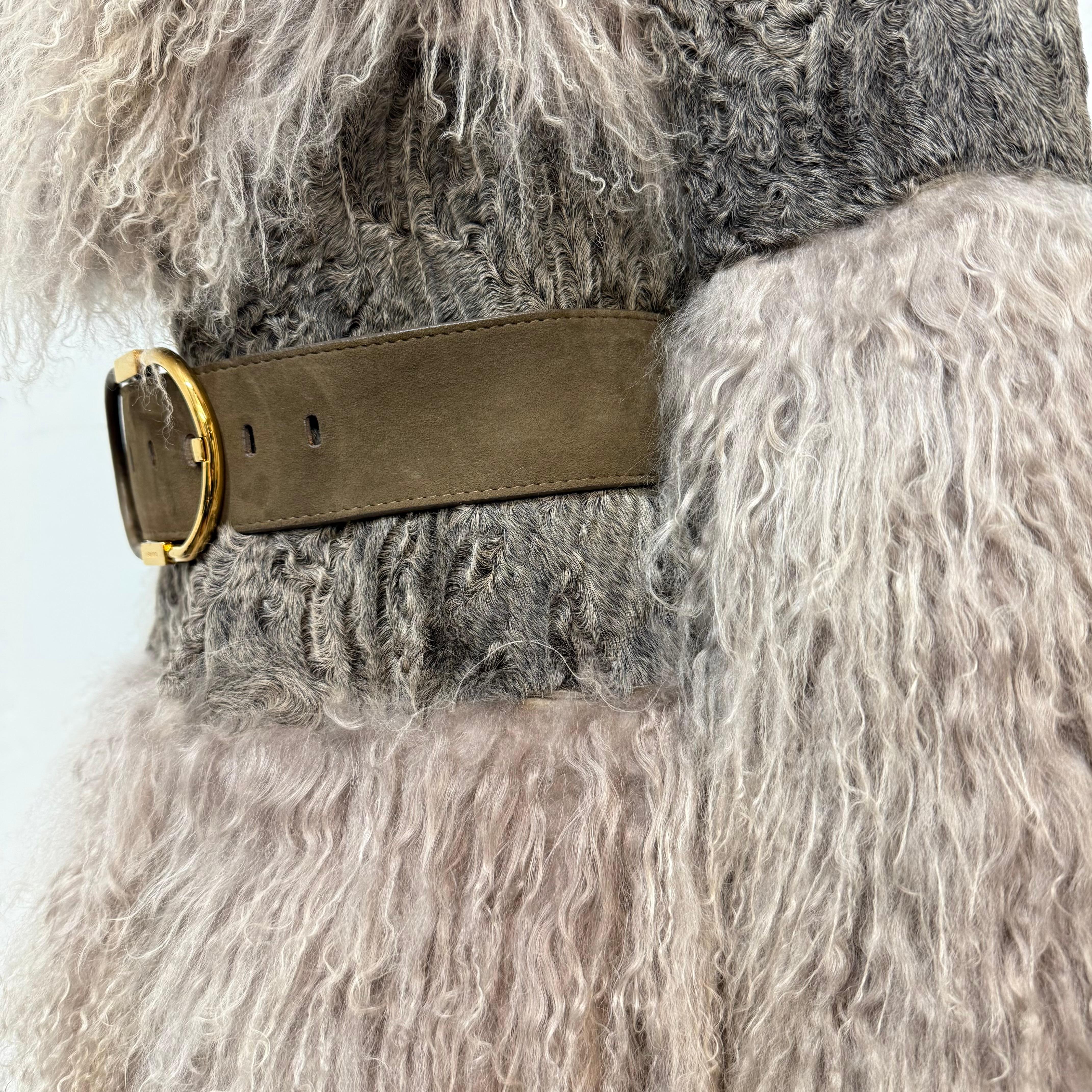 Raro y Limitado Abrigo de Piel de Cordero Tibetano de Gucci Talla XS / IT 38 en venta 2