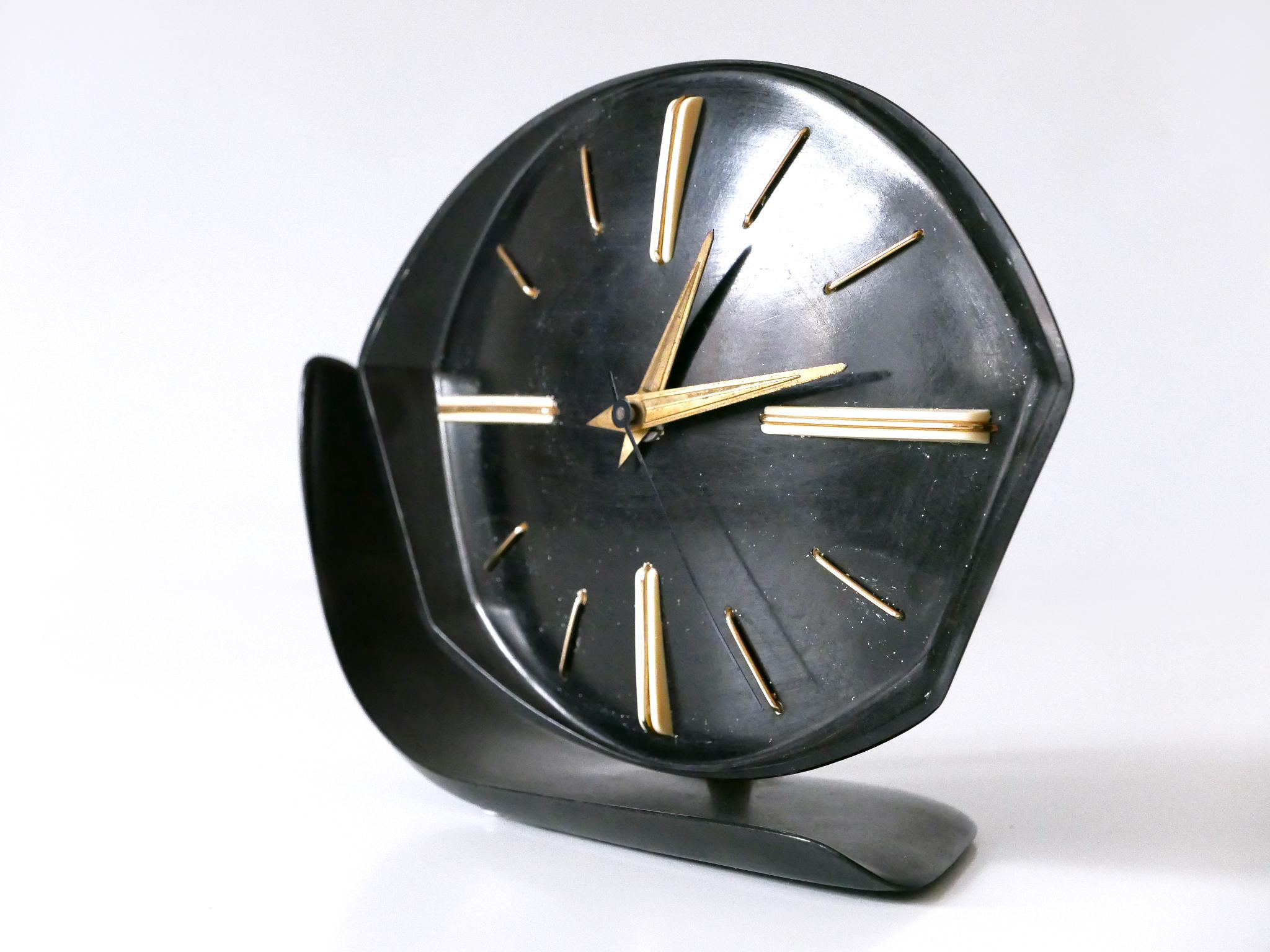 Czech Rare and Lovely Mid-Century Modern Bakelite Table or Wall Clock by PRIM 1950s For Sale