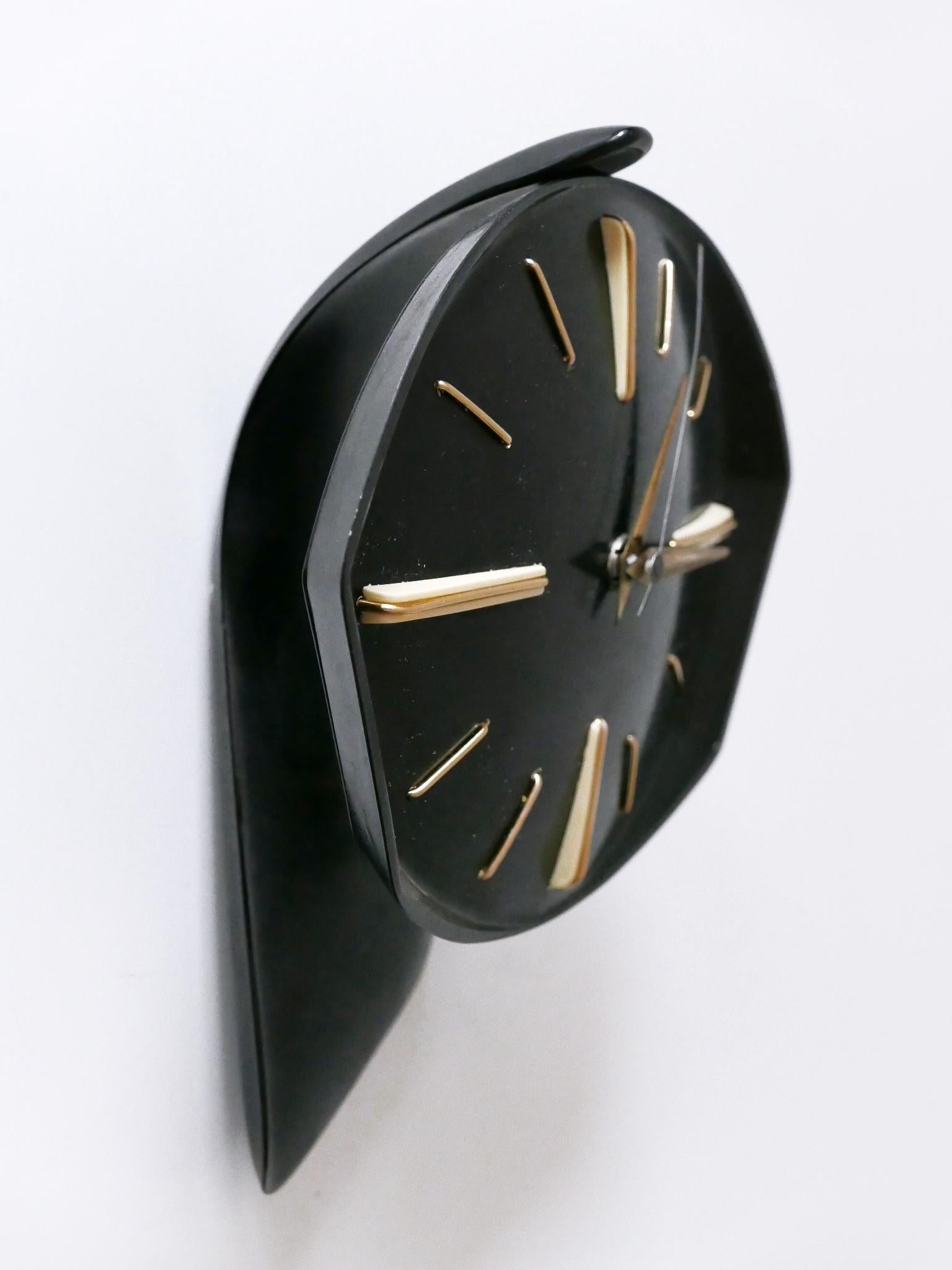 Brass Rare and Lovely Mid-Century Modern Bakelite Table or Wall Clock by PRIM 1950s For Sale