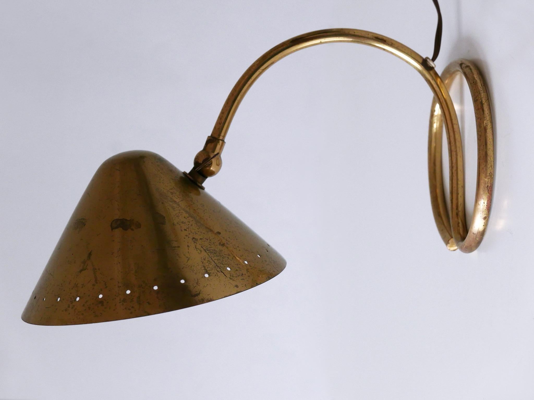 Rare and Lovely Mid-Century Modern Brass Table Lamp or Wall Light Sweden 1950s For Sale 7