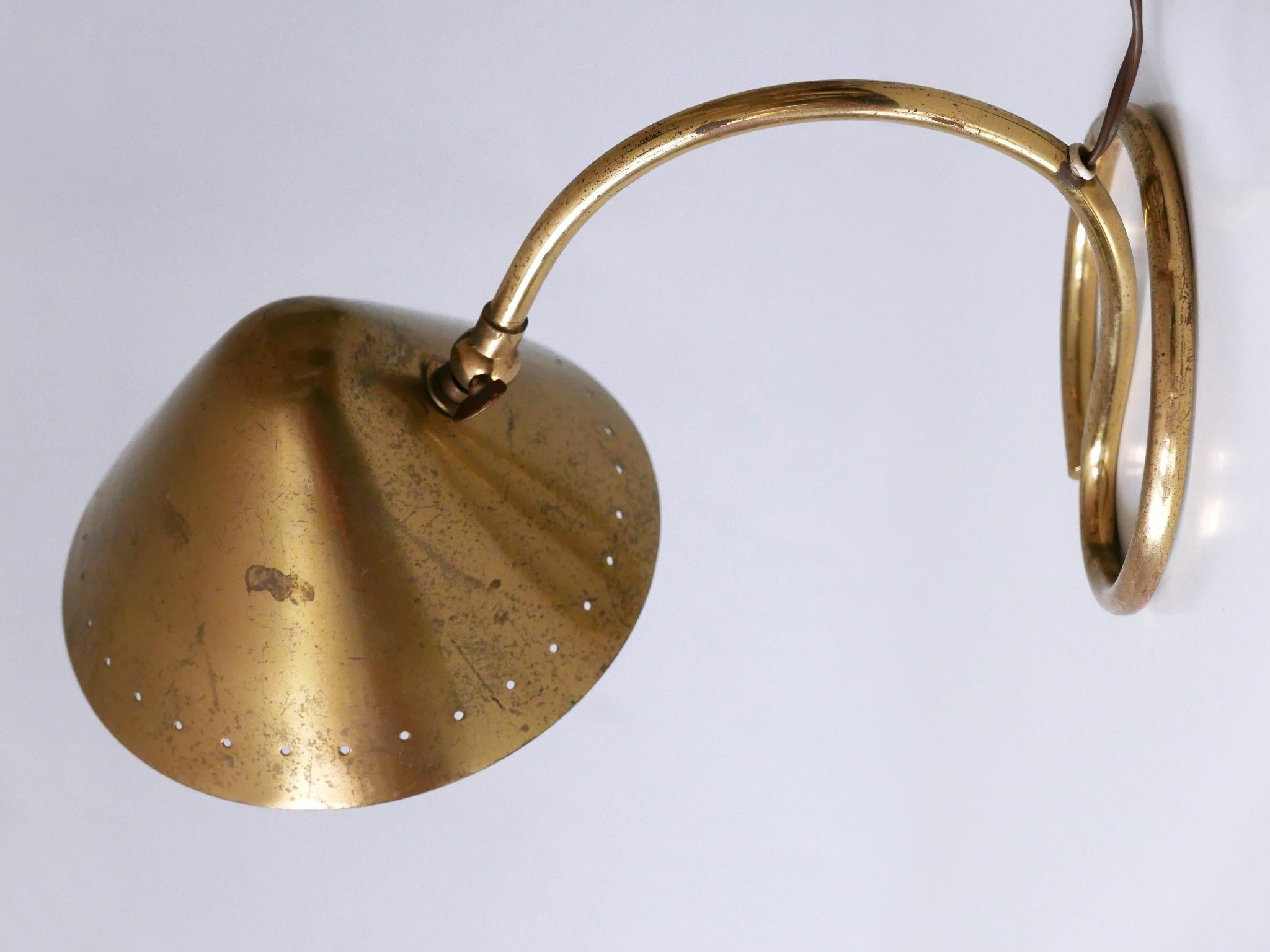 Rare and Lovely Mid-Century Modern Brass Table Lamp or Wall Light Sweden 1950s For Sale 8
