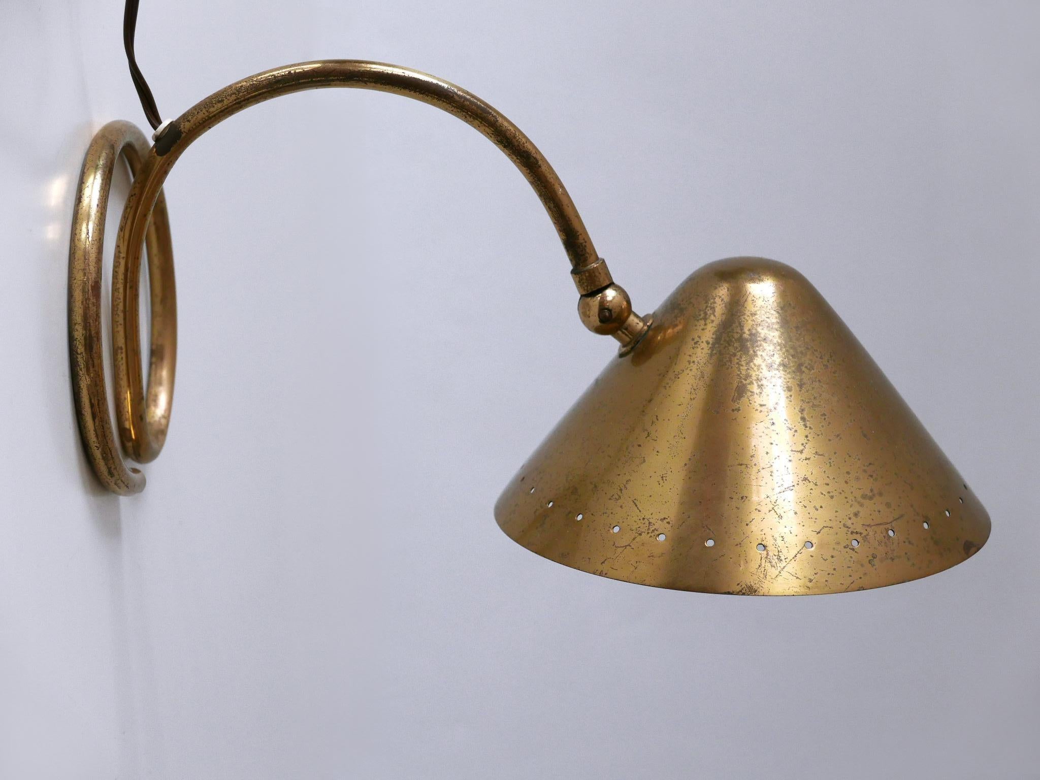 Rare and Lovely Mid-Century Modern Brass Table Lamp or Wall Light Sweden 1950s For Sale 9