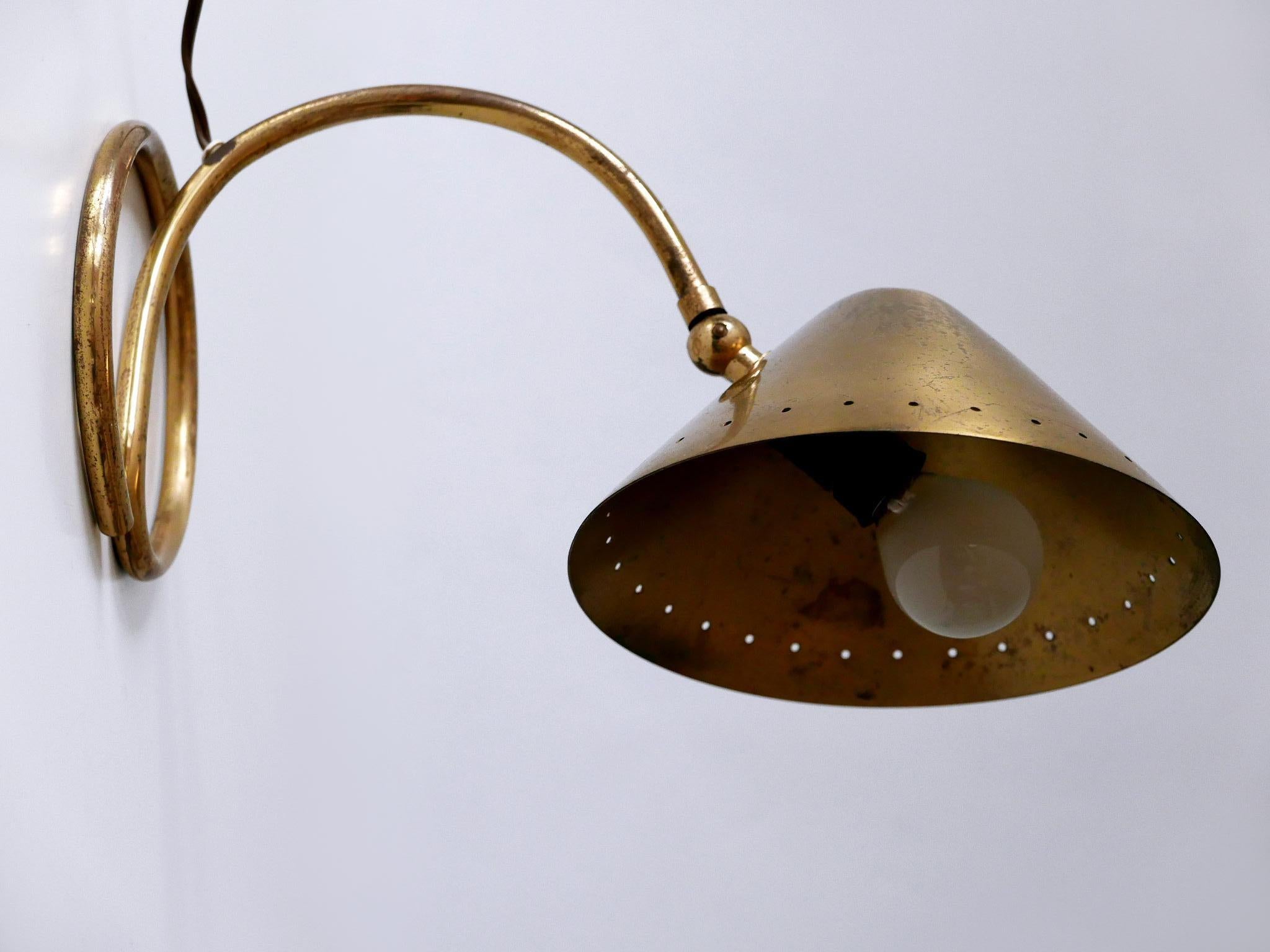 Rare and Lovely Mid-Century Modern Brass Table Lamp or Wall Light Sweden 1950s For Sale 10