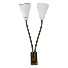 Rare and Lovely Mid Century Modern Gooseneck Sconce or Wall Lamp Italy 1950s