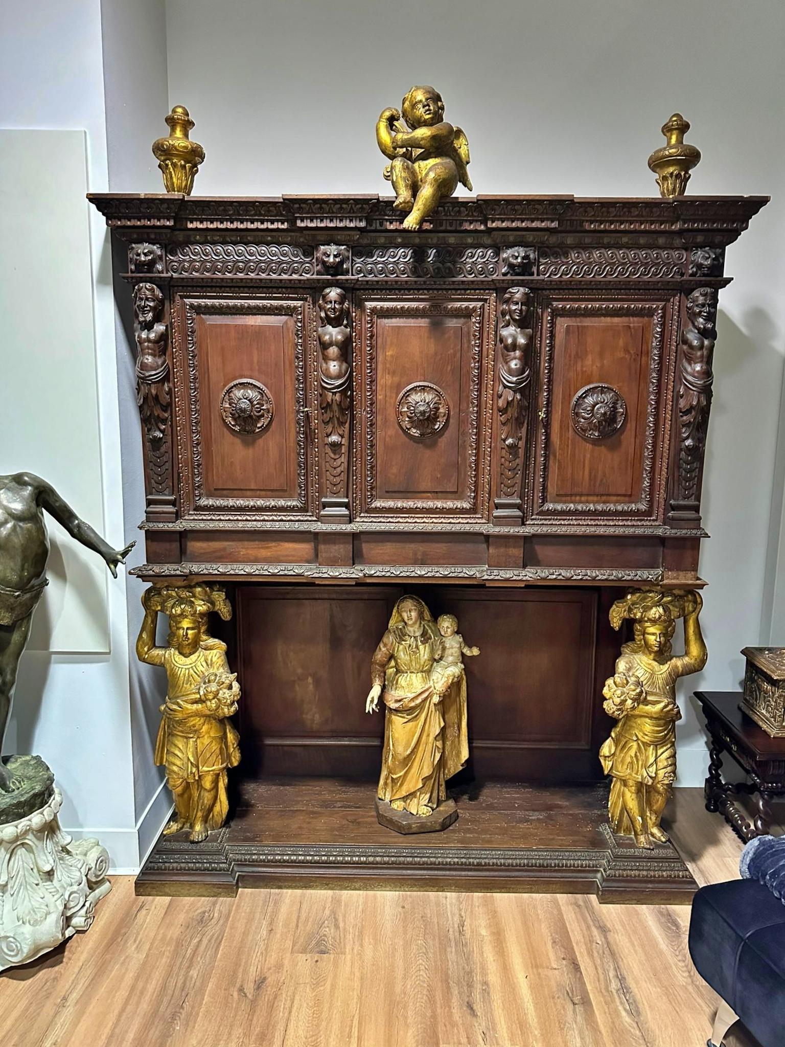 Rare and Magnificent 19th Century SICILIAN Double Body Cabinet with VIDEO For Sale 4