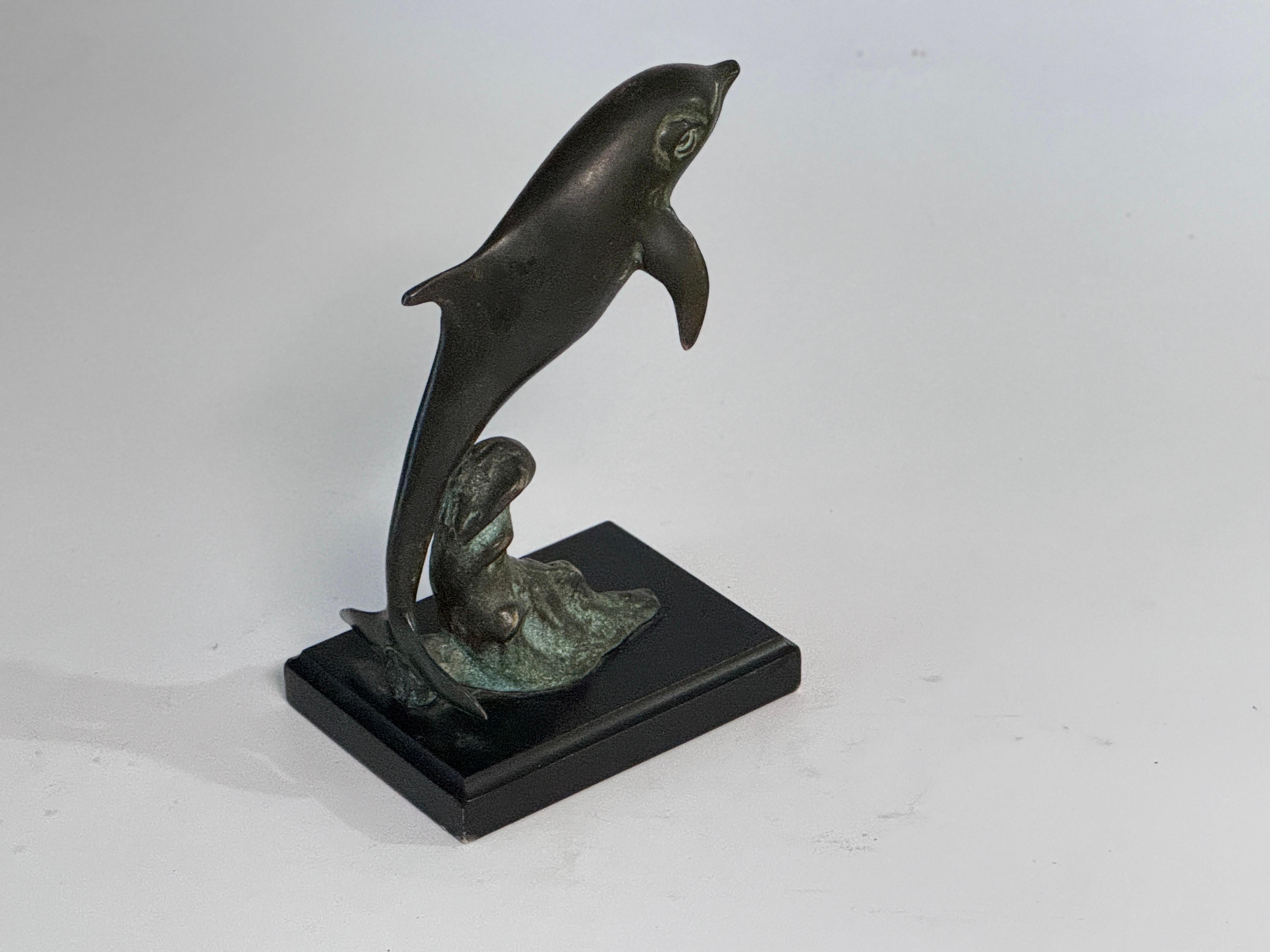 Rare and Magnificent Brutalist Bronze Dolphin Sculpture, 1970s, France For Sale 1
