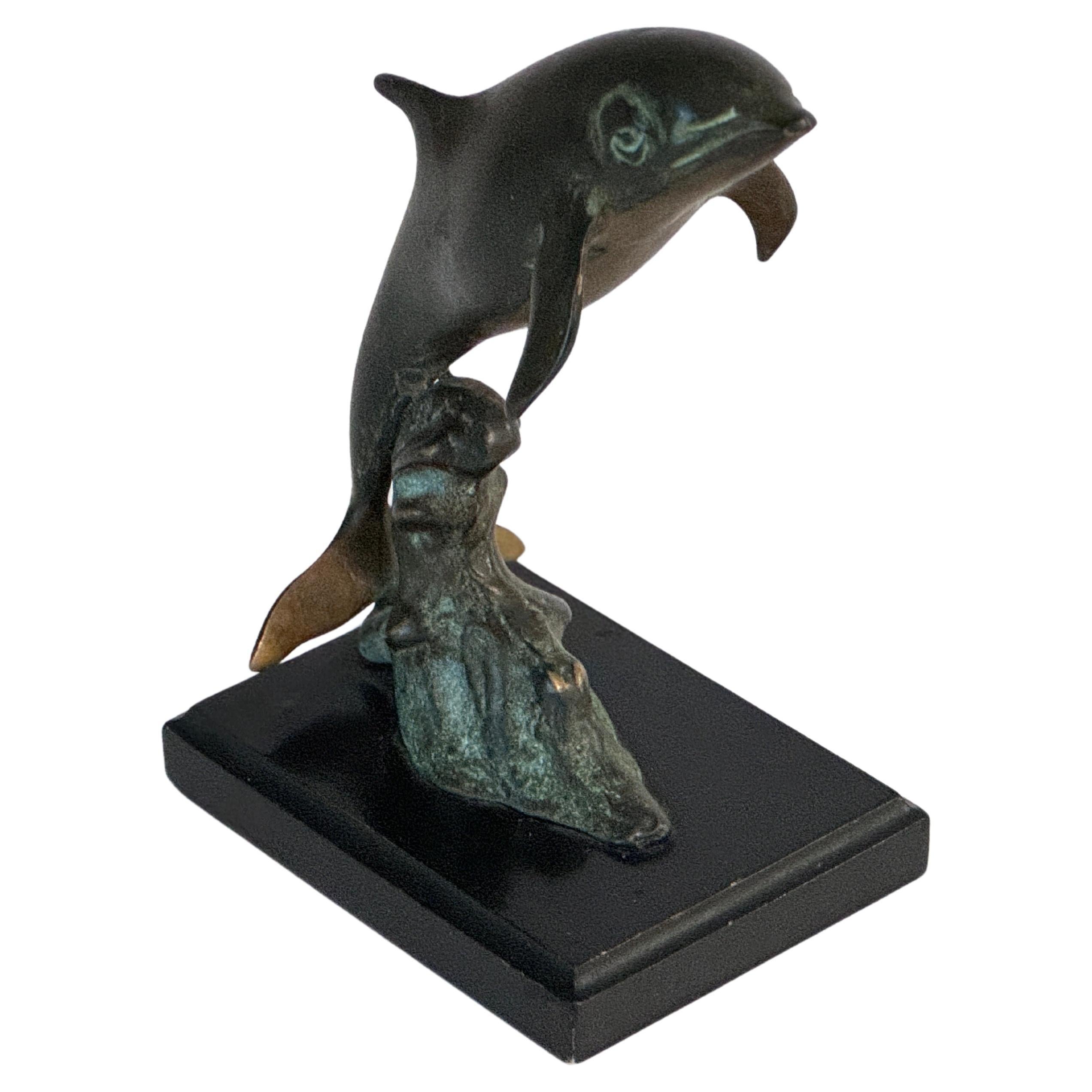 Rare and Magnificent Brutalist Bronze Dolphin Sculpture, 1970s, France For Sale